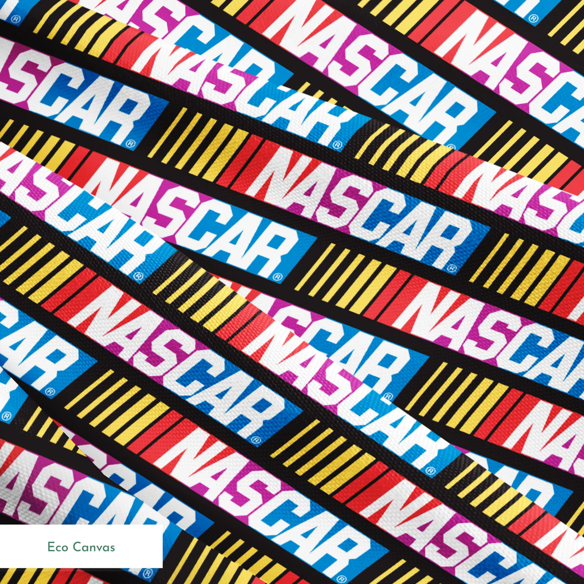 NASCAR® Retro Logo on Multi Stripes Fabric