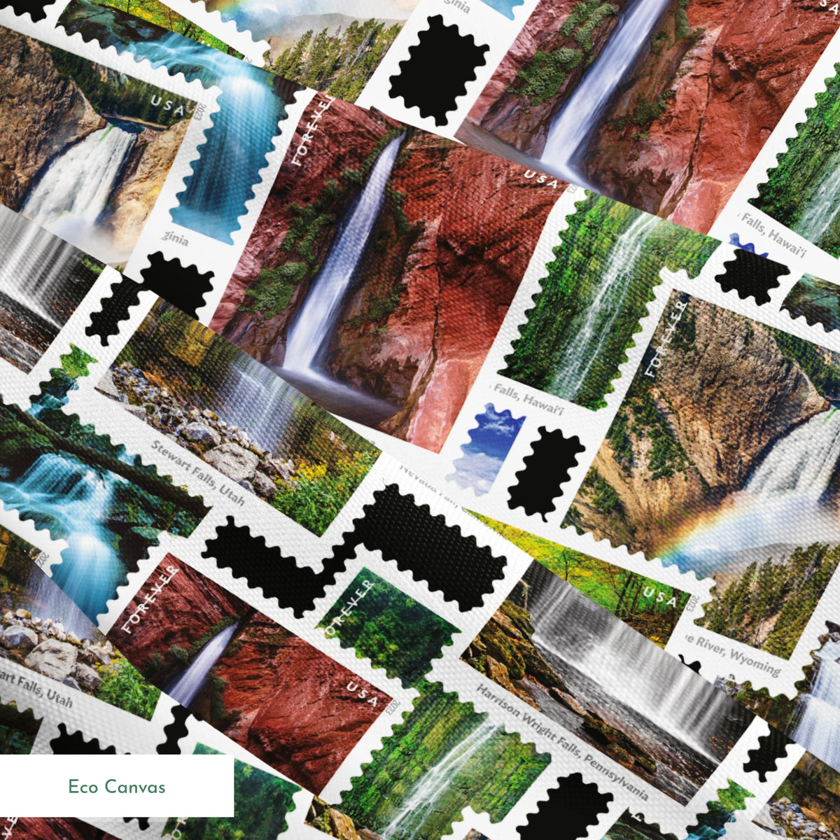 USPS Waterfall Stamps Fabric