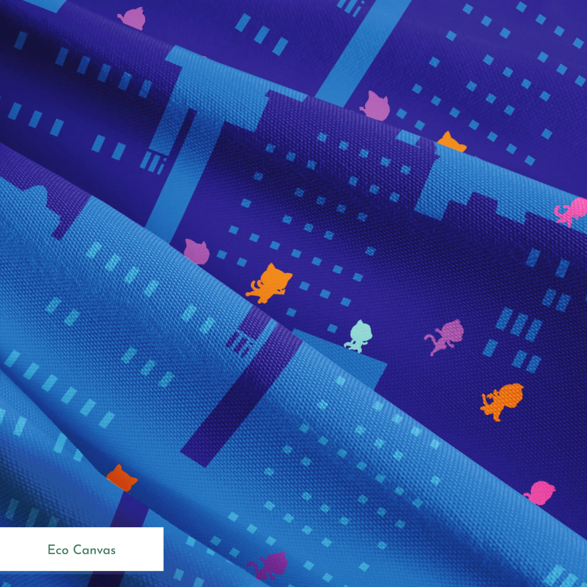 Disney Jr's. SuperKitties Super Skyline on Blue Fabric