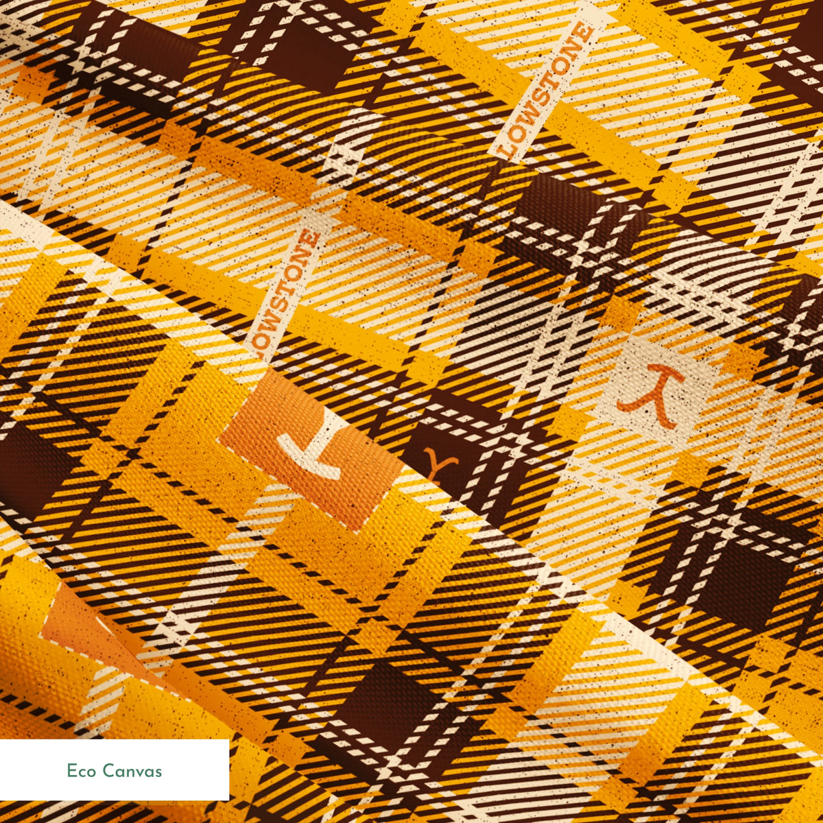 Paramount Yellowstone Rustic Plaid on Yellow Fabric