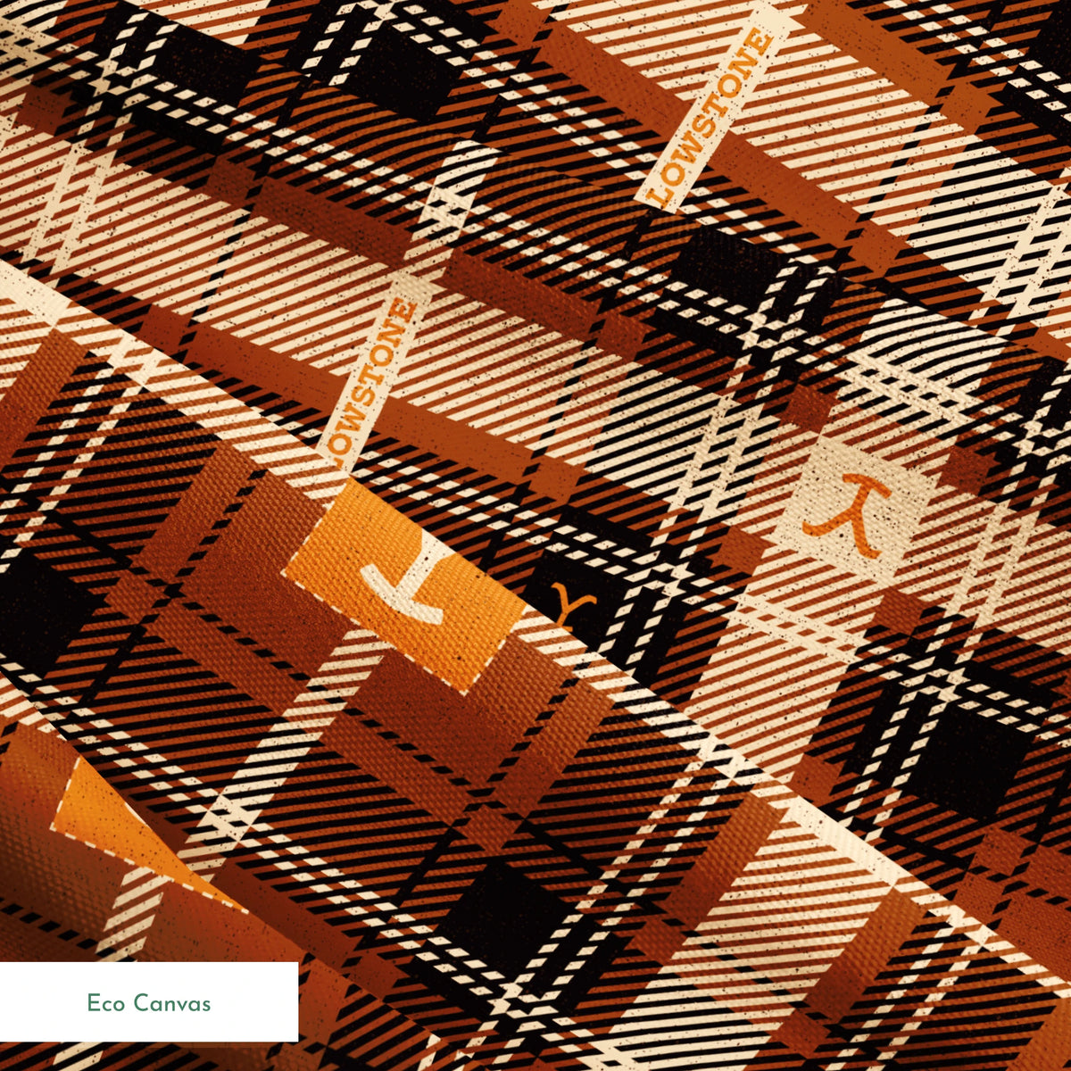 Paramount Yellowstone Rustic Plaid on Rust Fabric