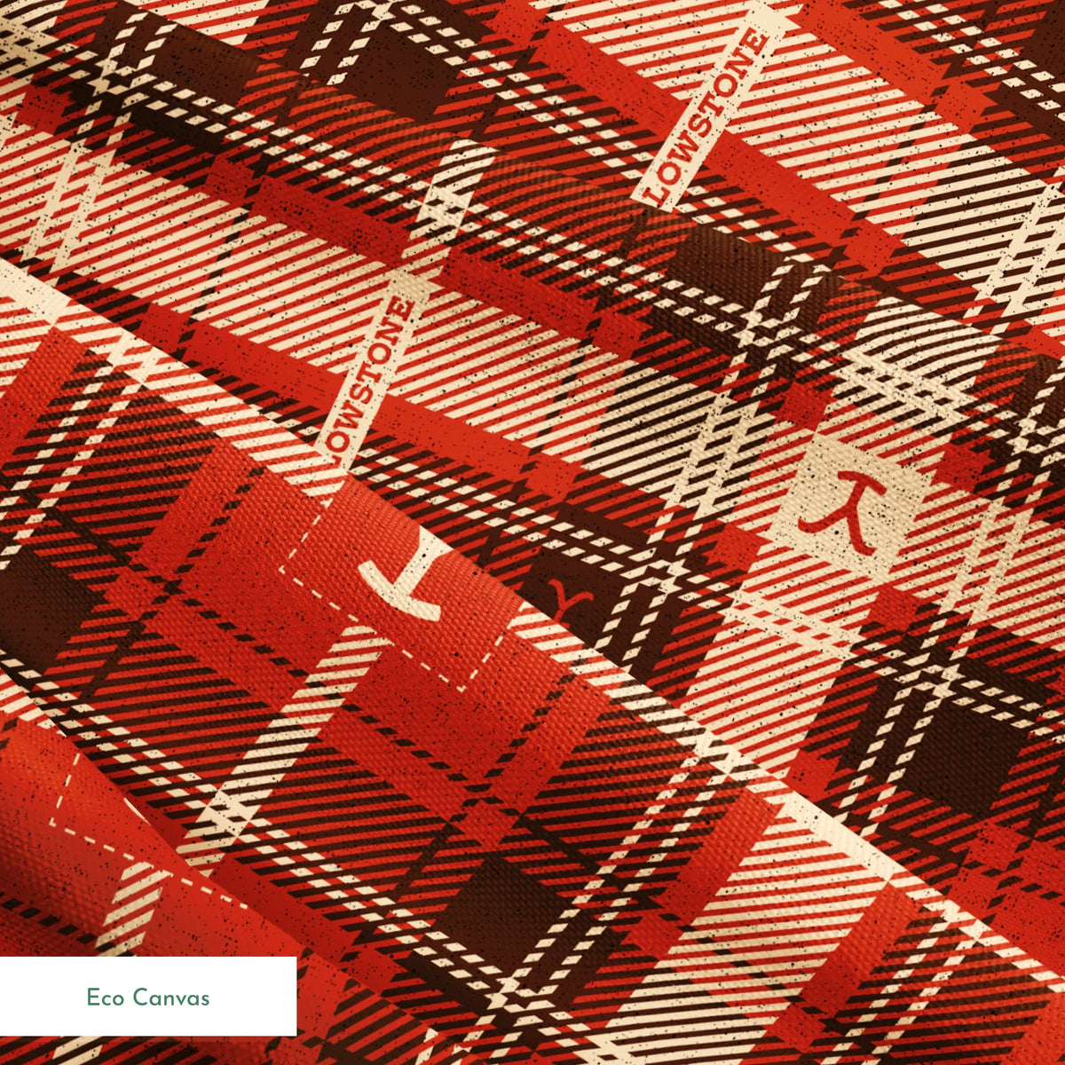 Paramount Yellowstone Rustic Plaid on Red Fabric