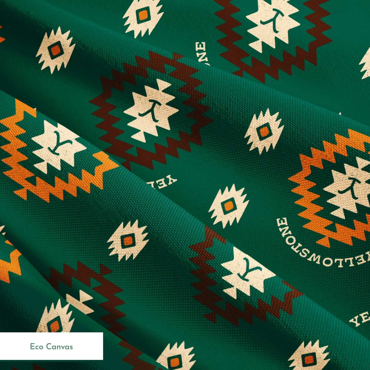 Paramount Yellowstone Tribal Medallions on Deep Teal Fabric