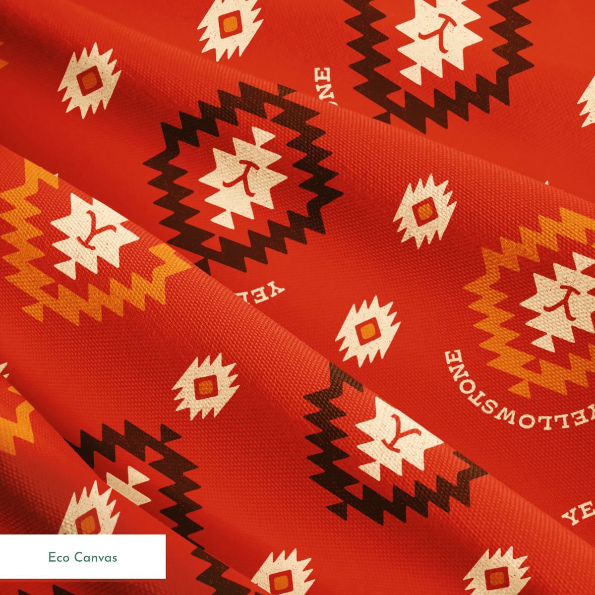 Paramount Yellowstone Tribal Medallions on Red Fabric