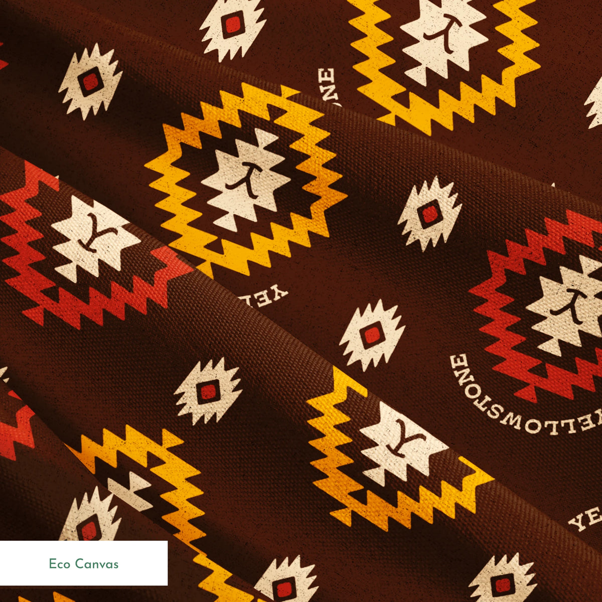 Paramount Yellowstone Tribal Medallions on Brown Fabric