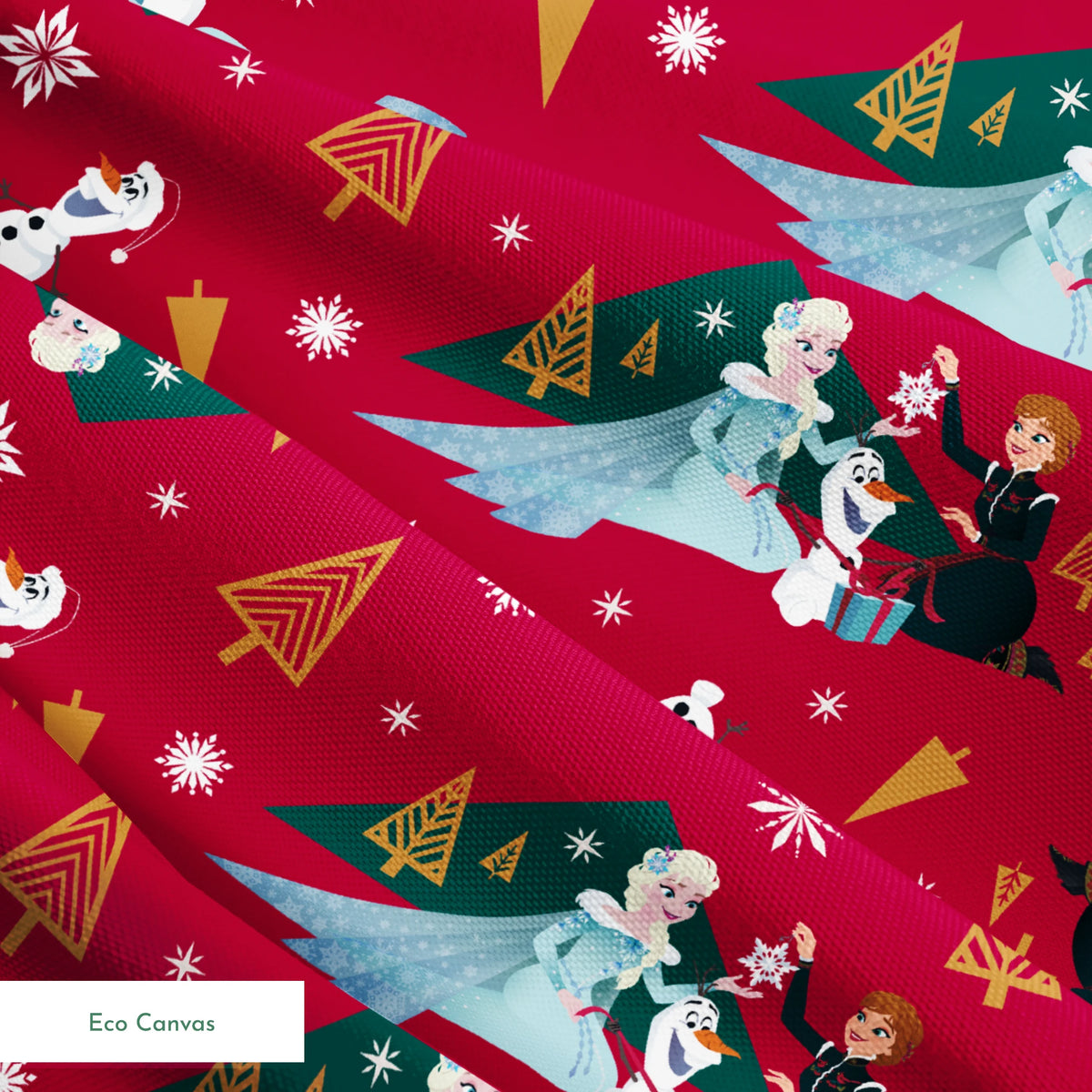 Disney Frozen  Holiday Tidings on Red Fabric