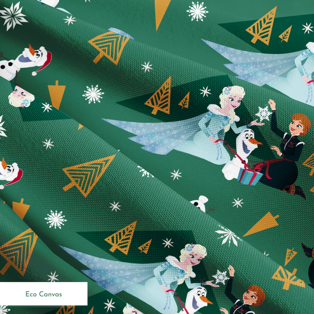 Disney Frozen  Holiday Tidings on Green Fabric