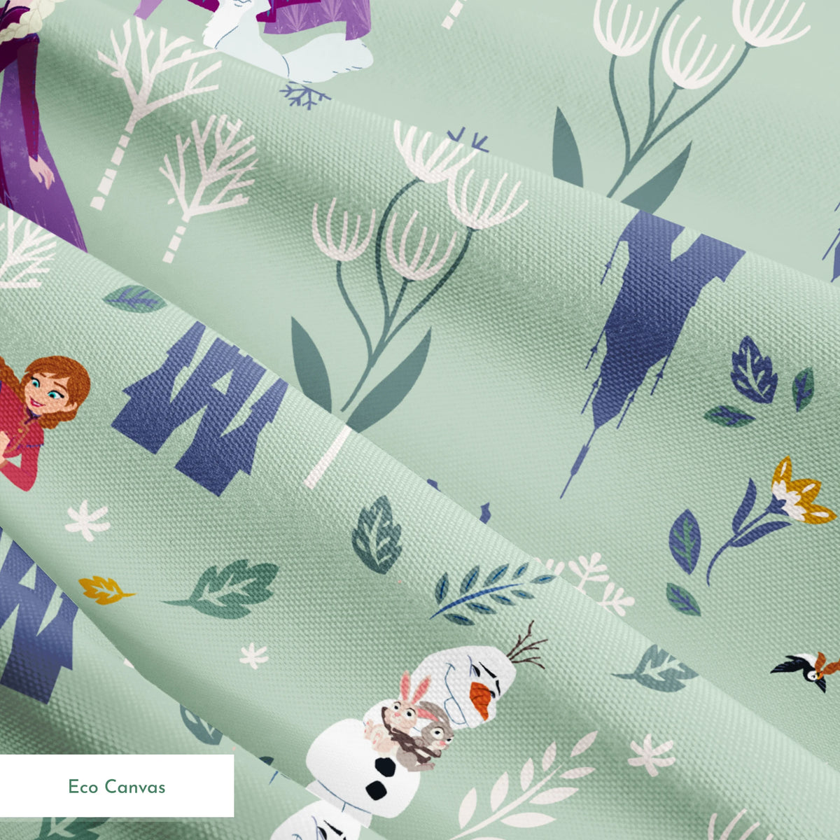 Disney Frozen  Winter Adventure on Green Fabric