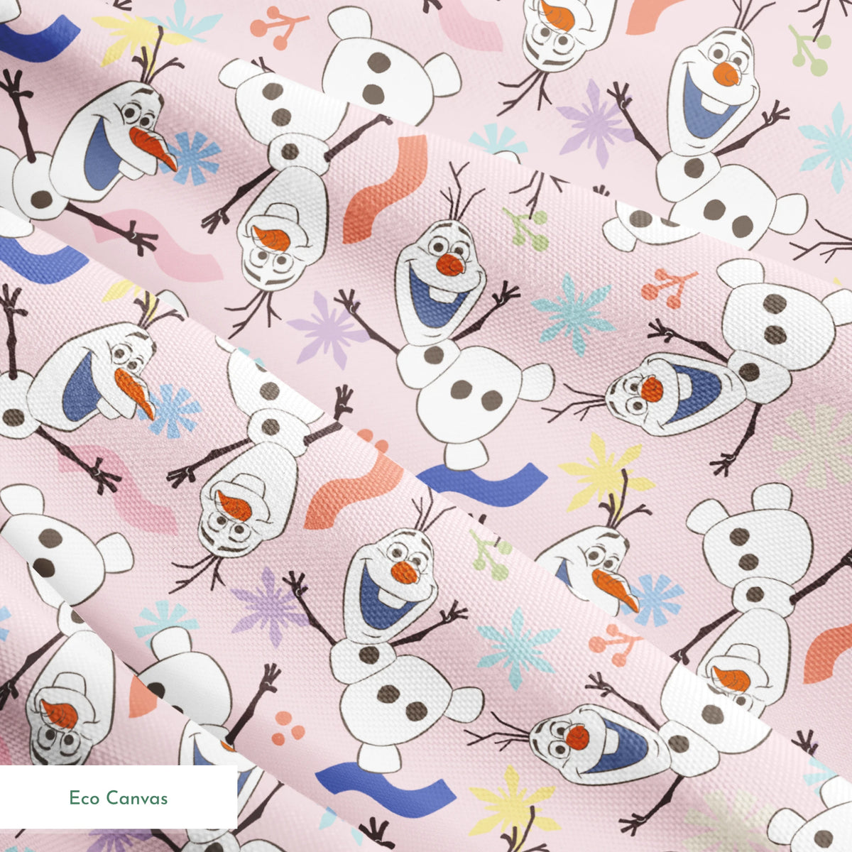 Disney Frozen  Colorful Olaf Toss on Pink Fabric
