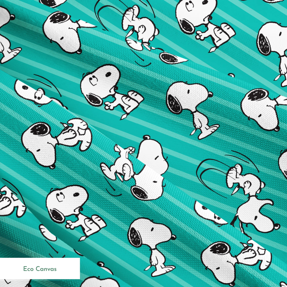 Peanuts Snoopy on Teal Stripes Fabric