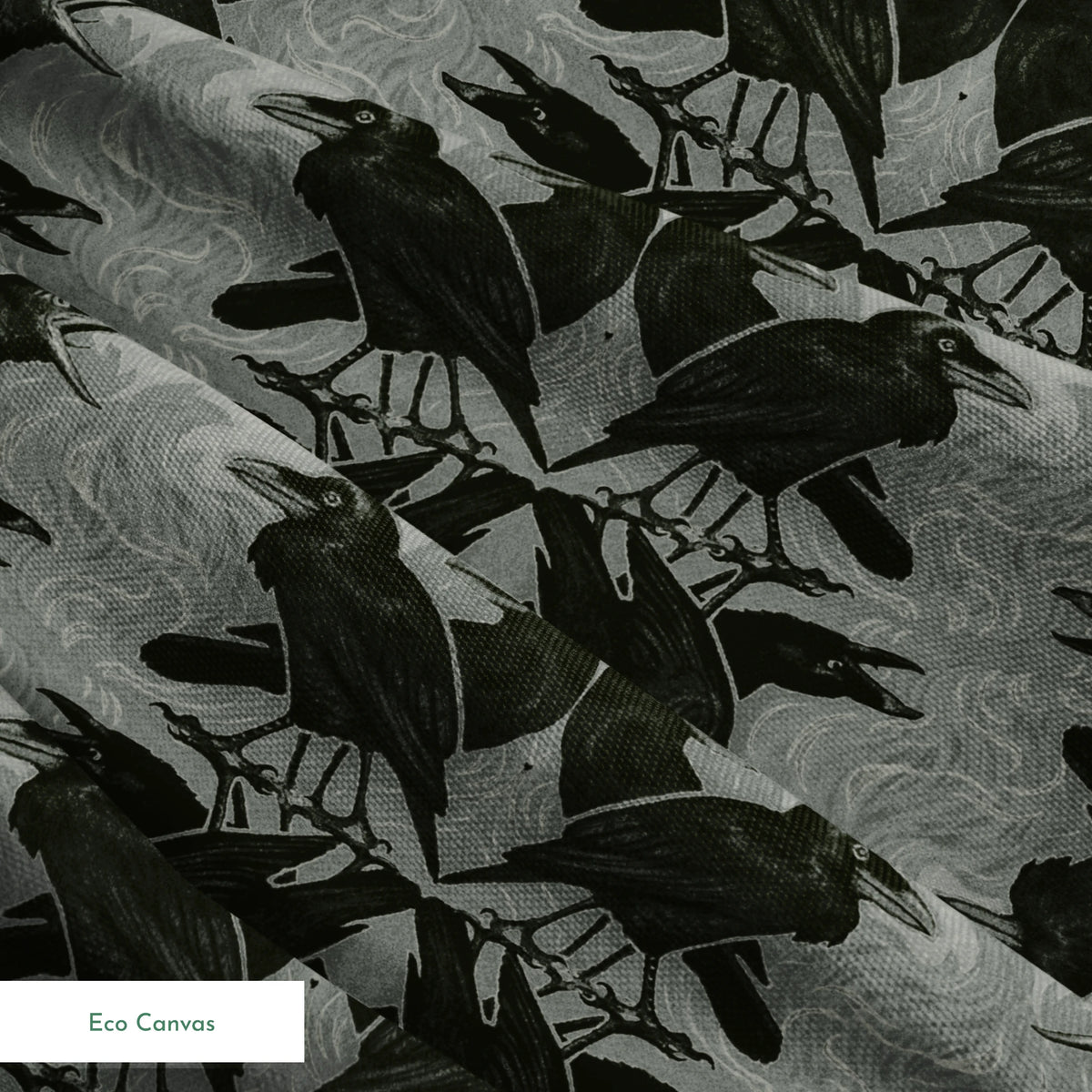 Raven Ramble on Mummy Gray Fabric