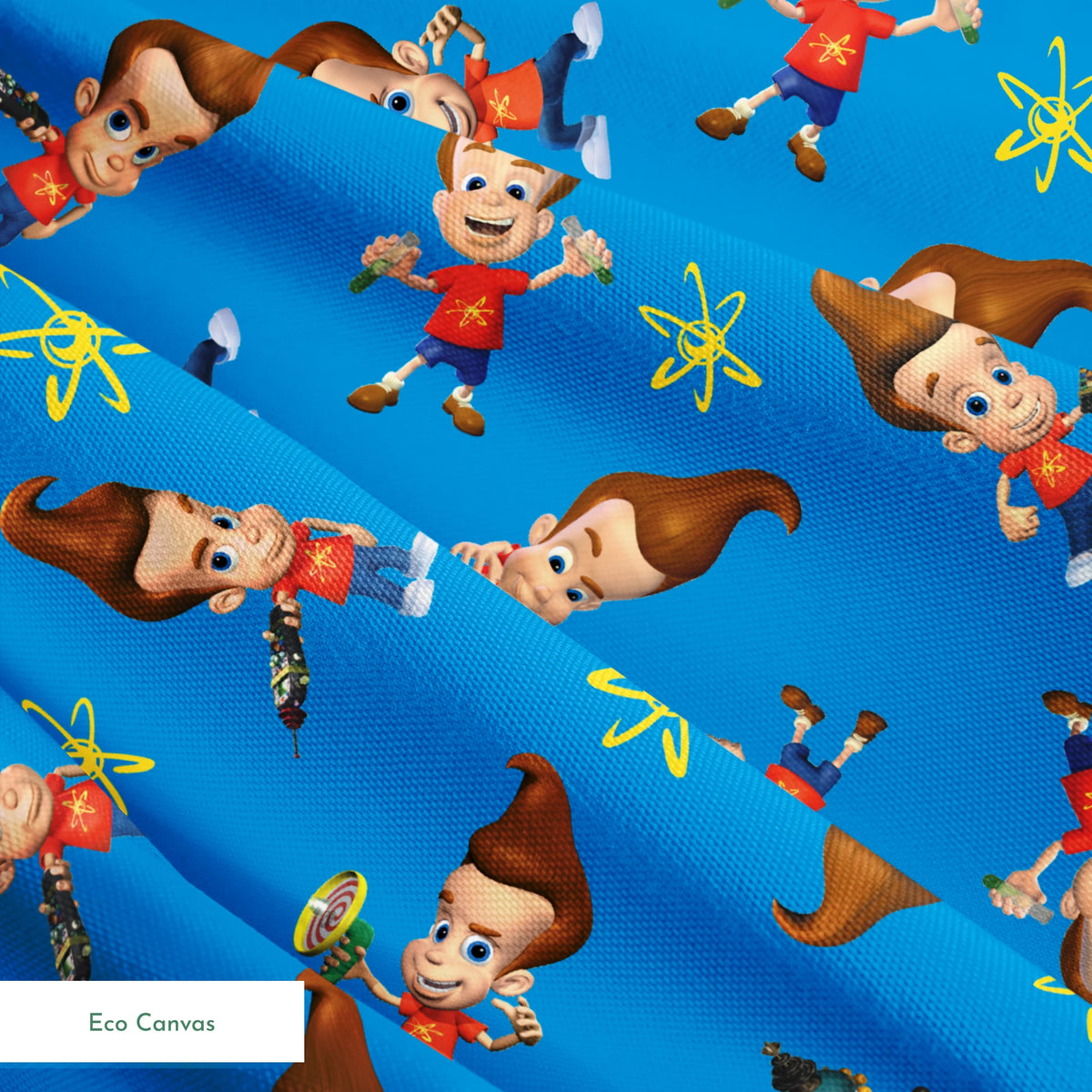 Paramount Jimmy Neutron Getting into Mischief on Blue Fabric