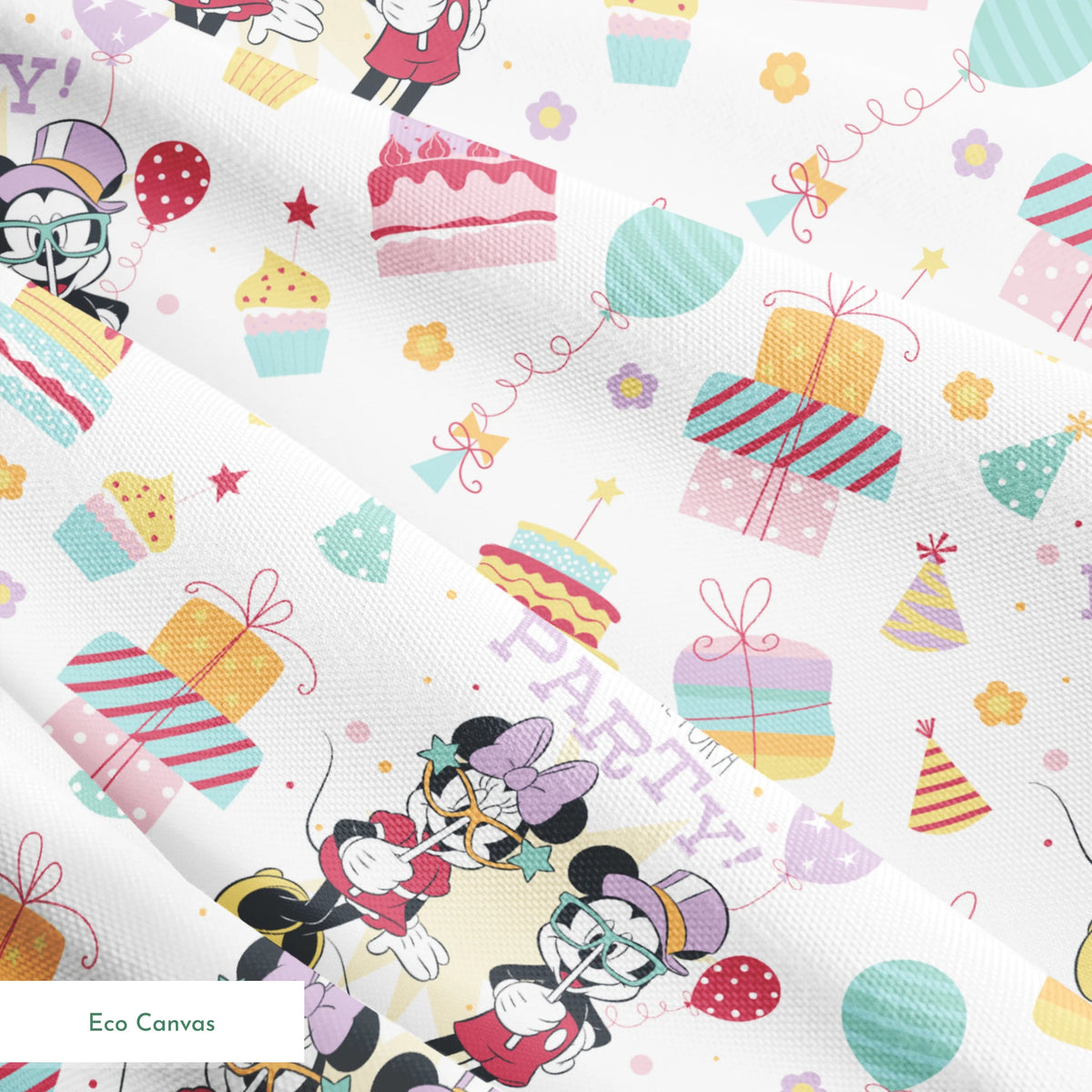 Disney Mickey Mouse and Minnie Mouse Time for a Party Fabric