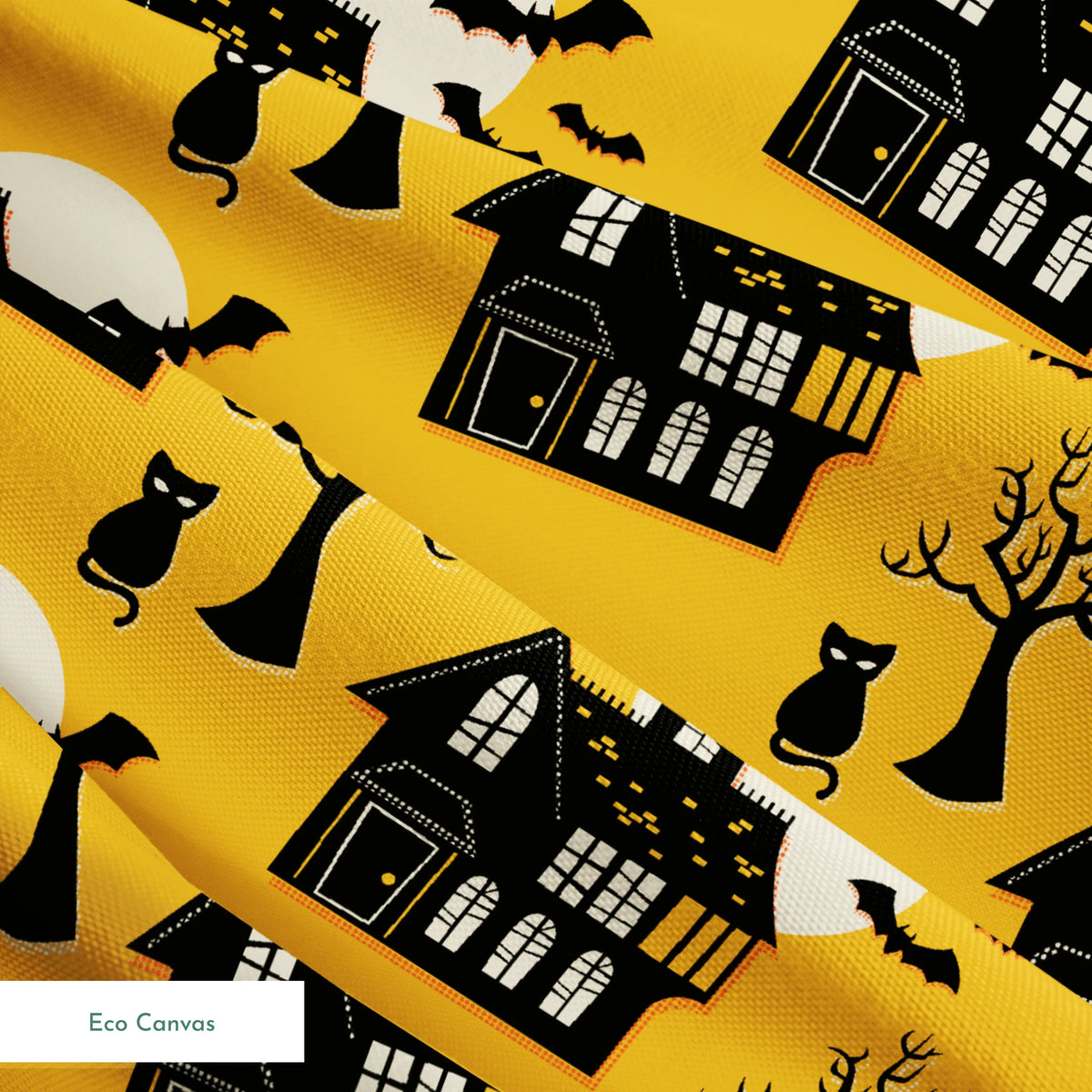 Haunted House on Gold Dust Fabric