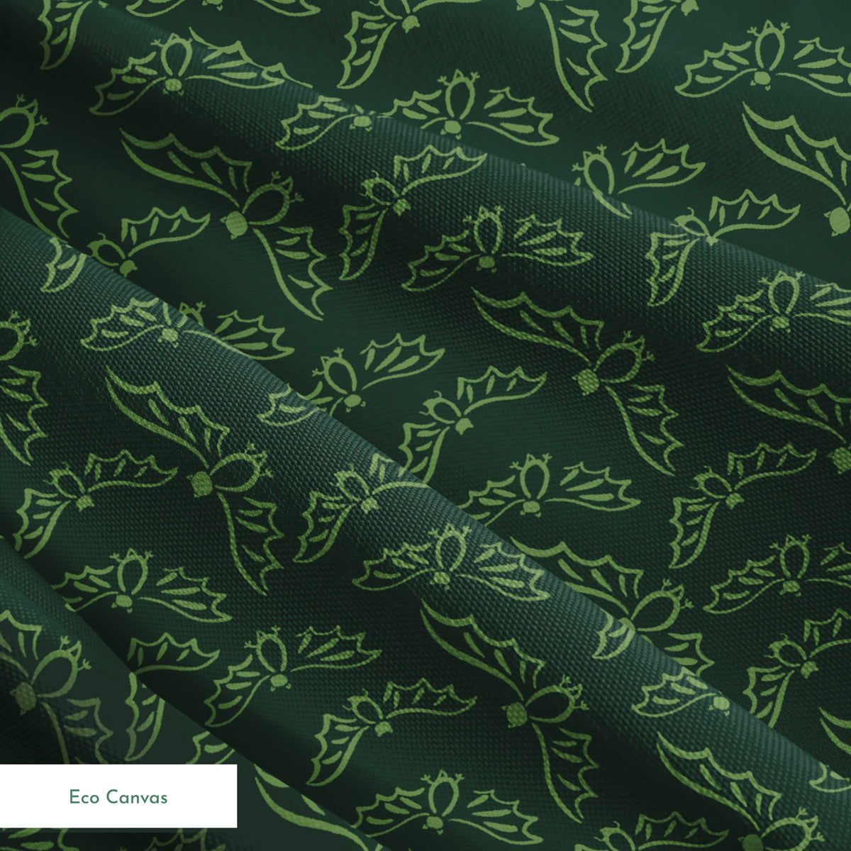 Flying Bats on Midnight Moss Fabric