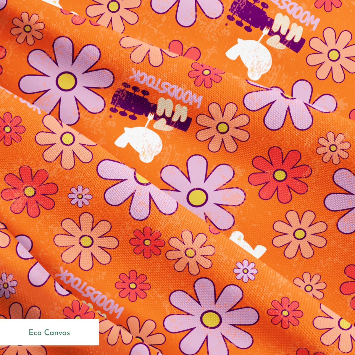 Woodstock Florals on Orange Fabric
