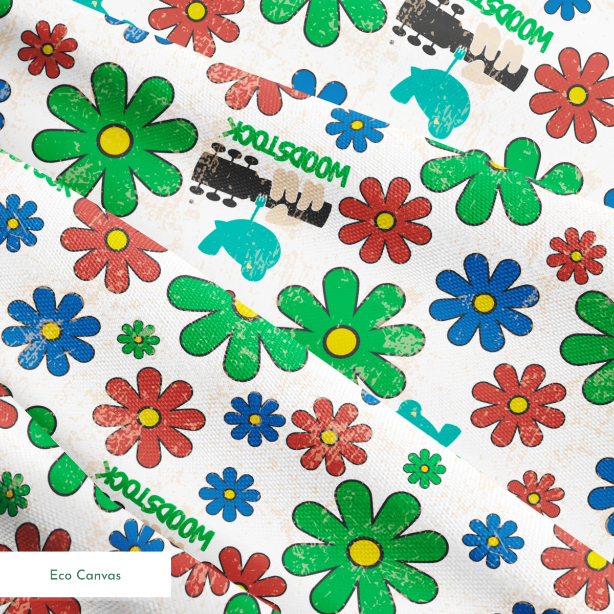 Woodstock Florals on White Fabric