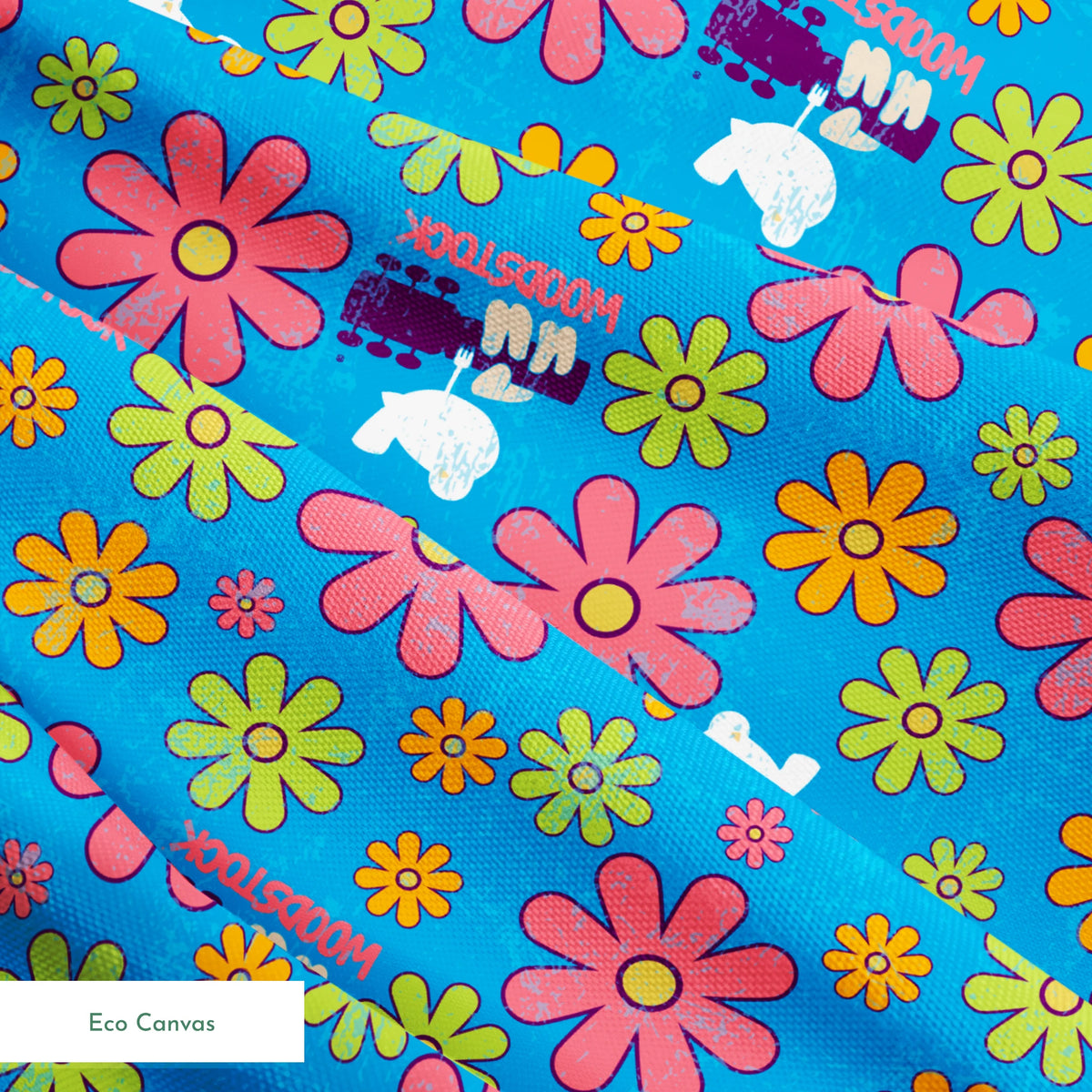 Woodstock Florals on Blue Fabric