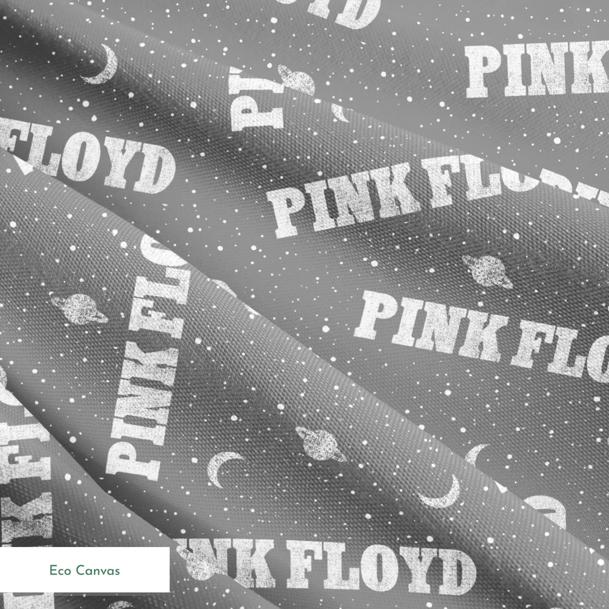 Pink Floyd Planets and Moons on Grey Fabric