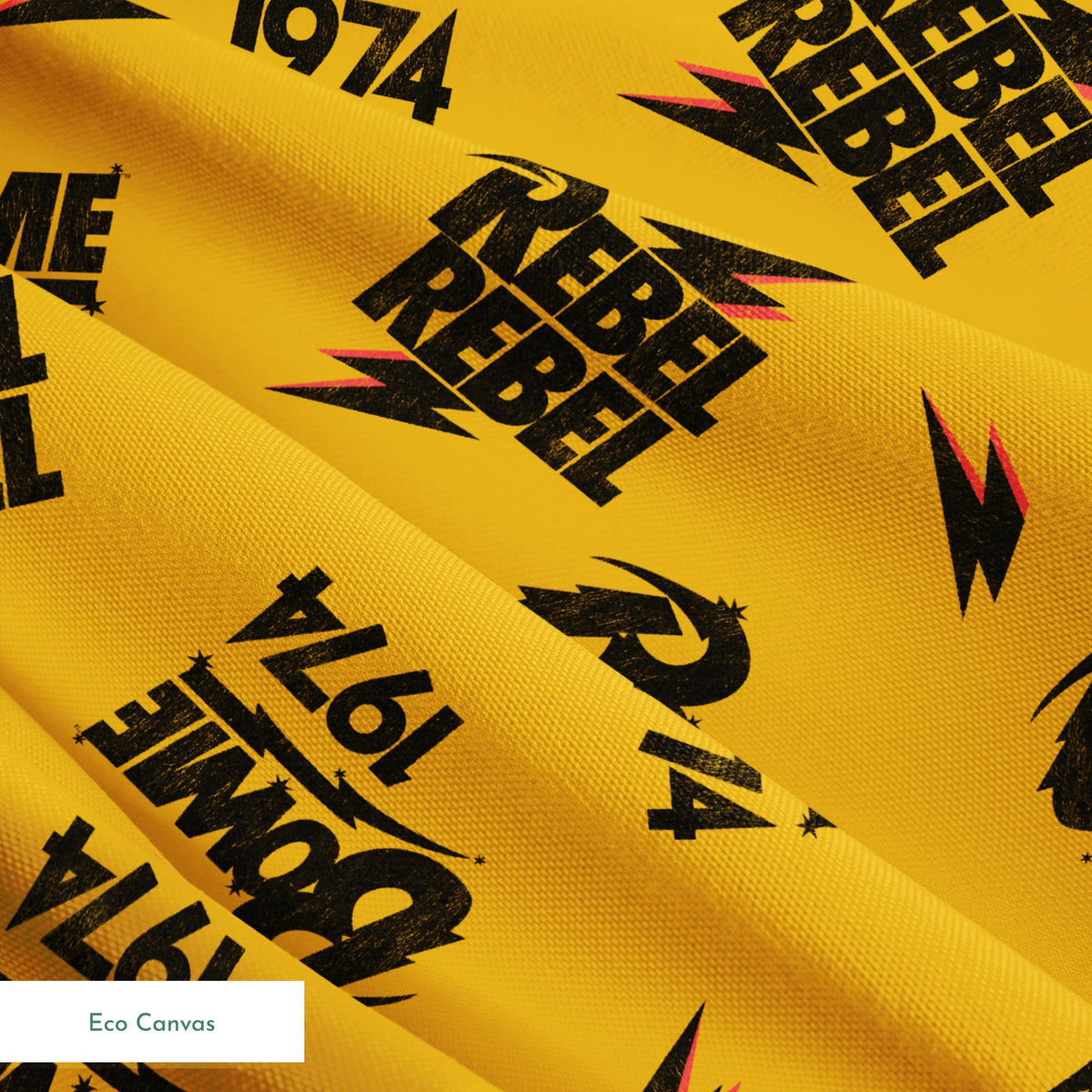 David Bowie Rebel Rebel 1974 on Yellow Fabric
