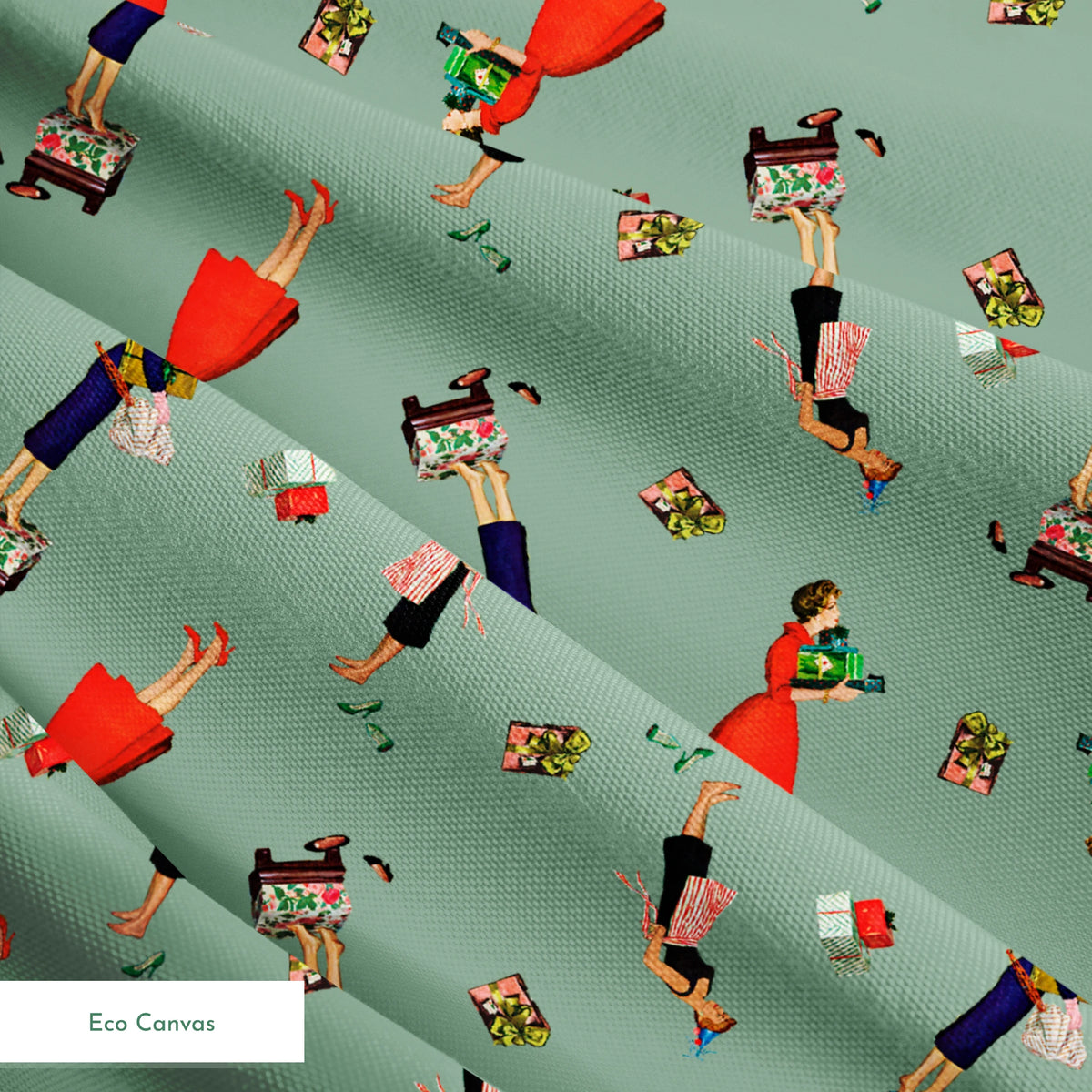 Saturday Evening Post  Holiday Preparations on Green Fabric