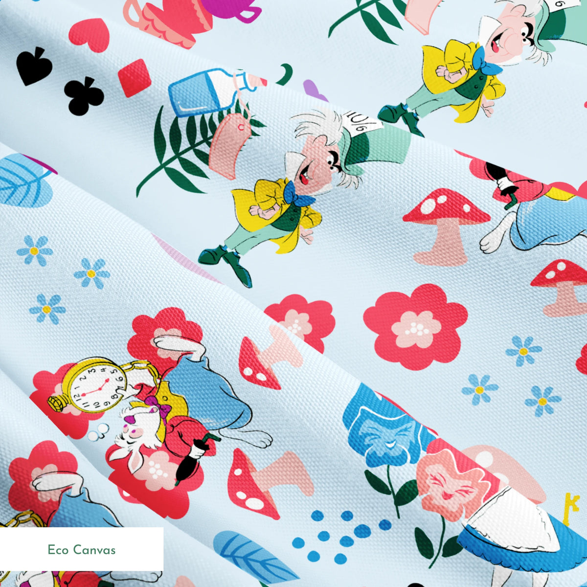 Disney Alice in Wonderland  Wandering in Wonderland on Blue Fabric