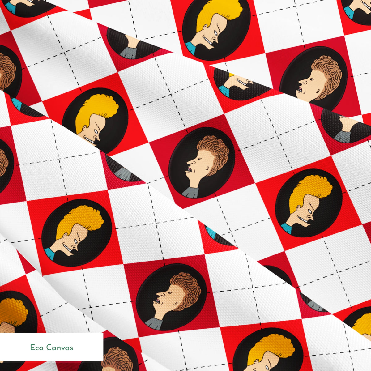 Paramount Beavis and Butt-Head Argyle on Red Fabric