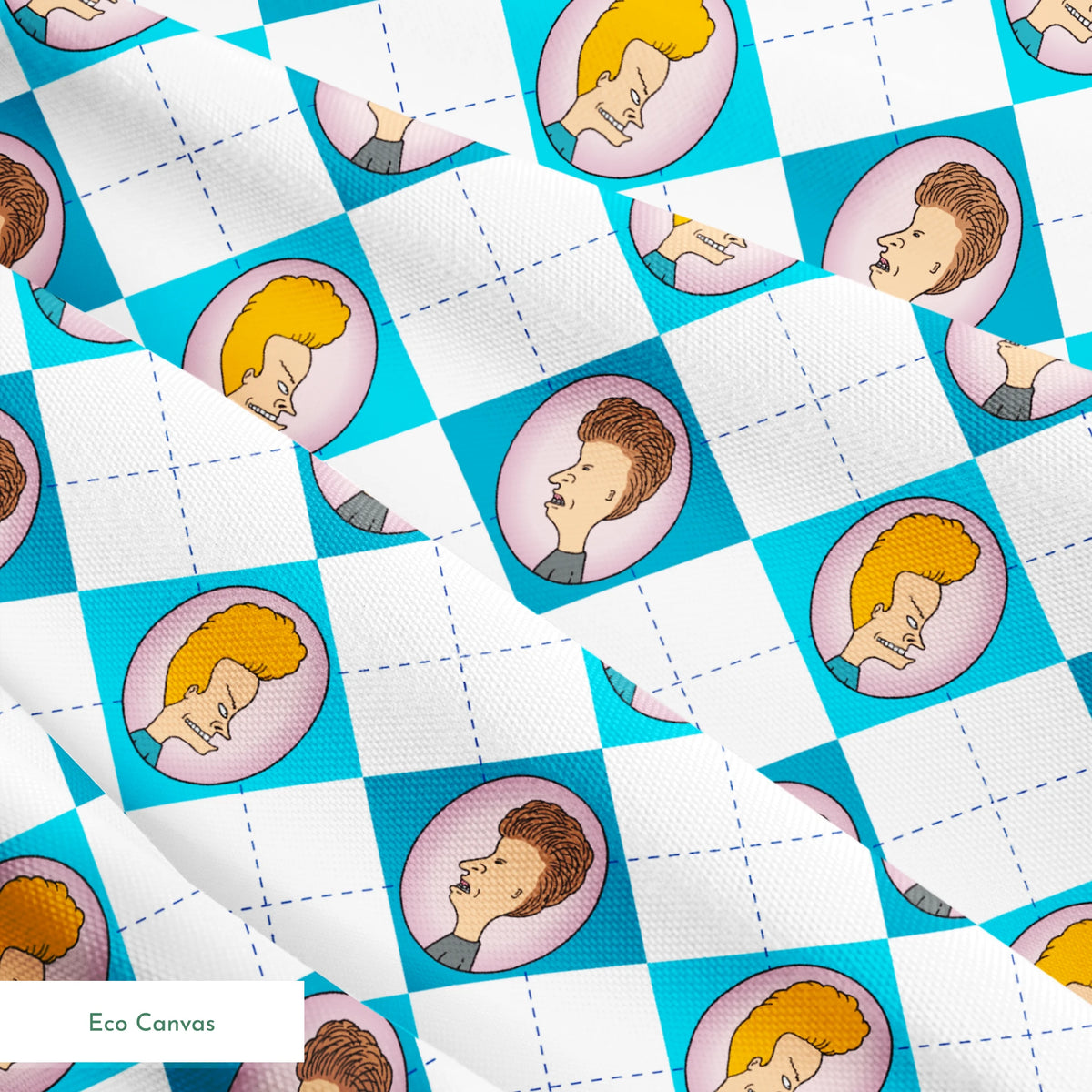 Paramount Beavis and Butt-Head Argyle on Blue Fabric