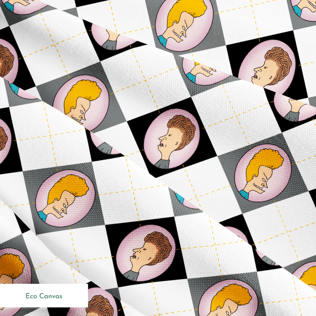Paramount Beavis and Butt-Head Argyle on Black Fabric