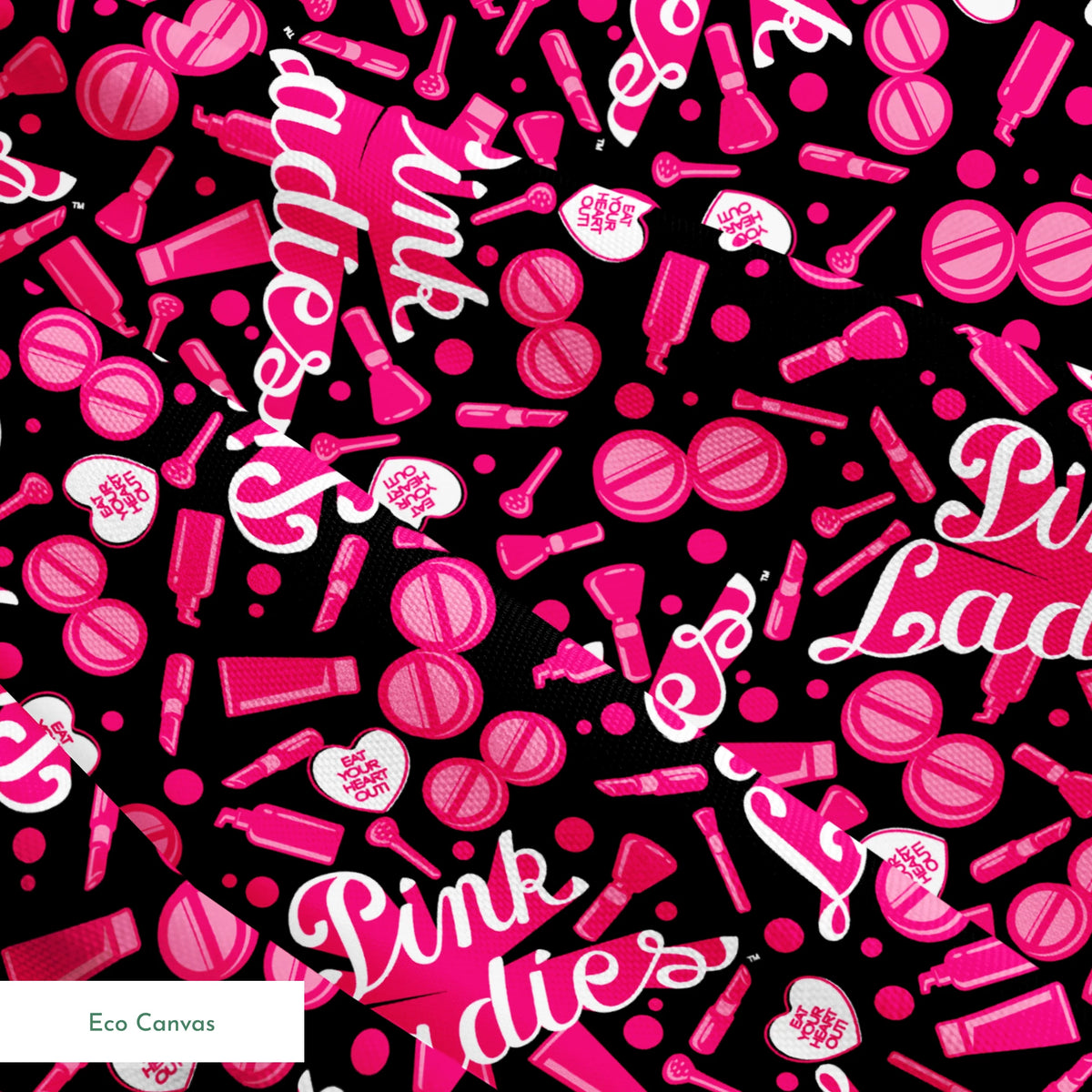 Paramount Grease  Pink Ladies Makeup Toss on Black Fabric