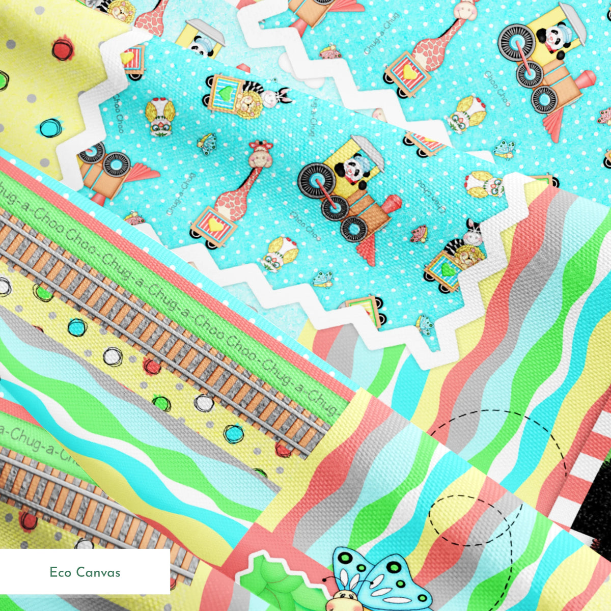 Vicki Schreiner BaZooples Panda Train Patchwork Fabric