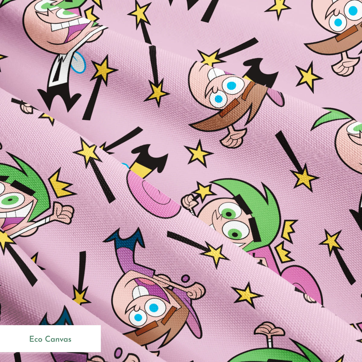 Paramount Fairly OddParents Fairy Friends on Pink Fabric