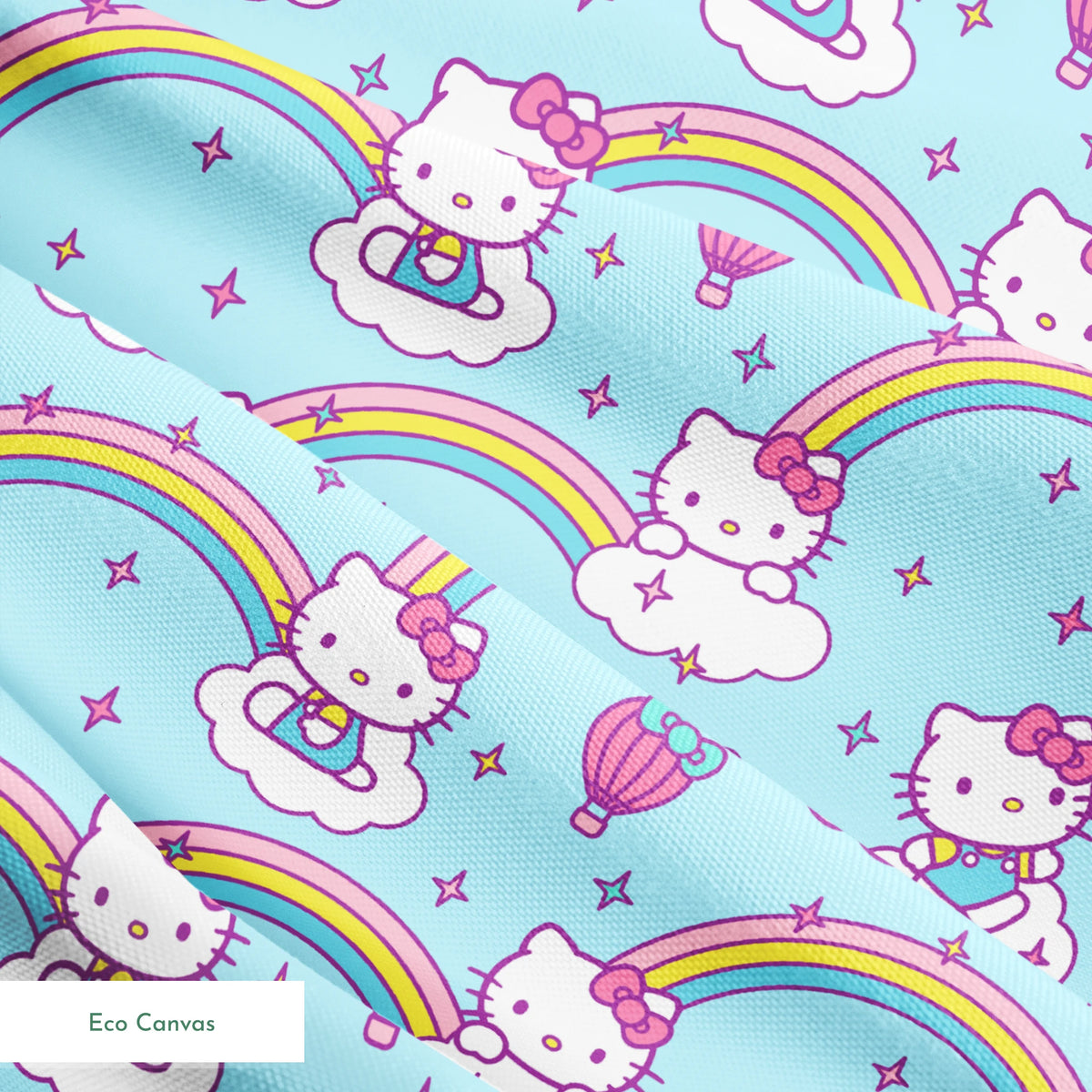 Hello Kitty® Rainbows & Clouds on Blue Fabric