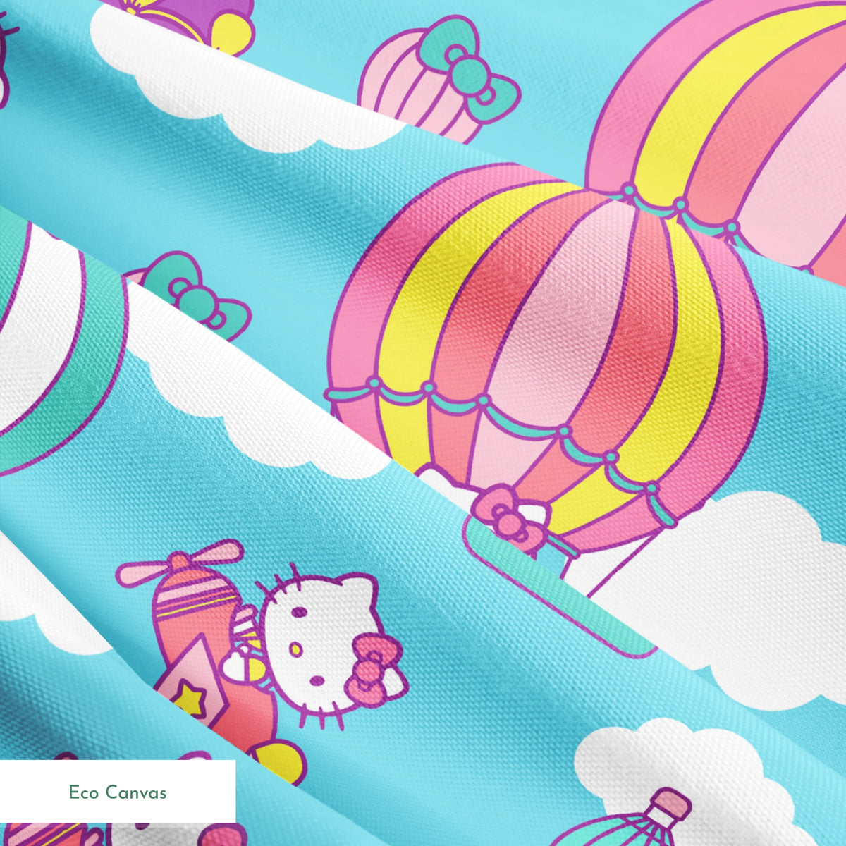 Hello Kitty® Hot Air Balloons on Blue Fabric