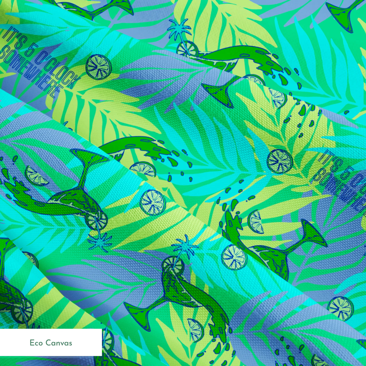 Margaritaville It's 5'O Clock Somewhere Tropical Turquoise Fabric