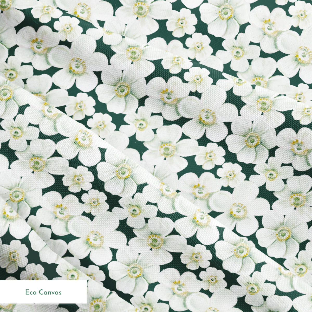 Danielle Murray Anemone Floral on Forest Green Fabric