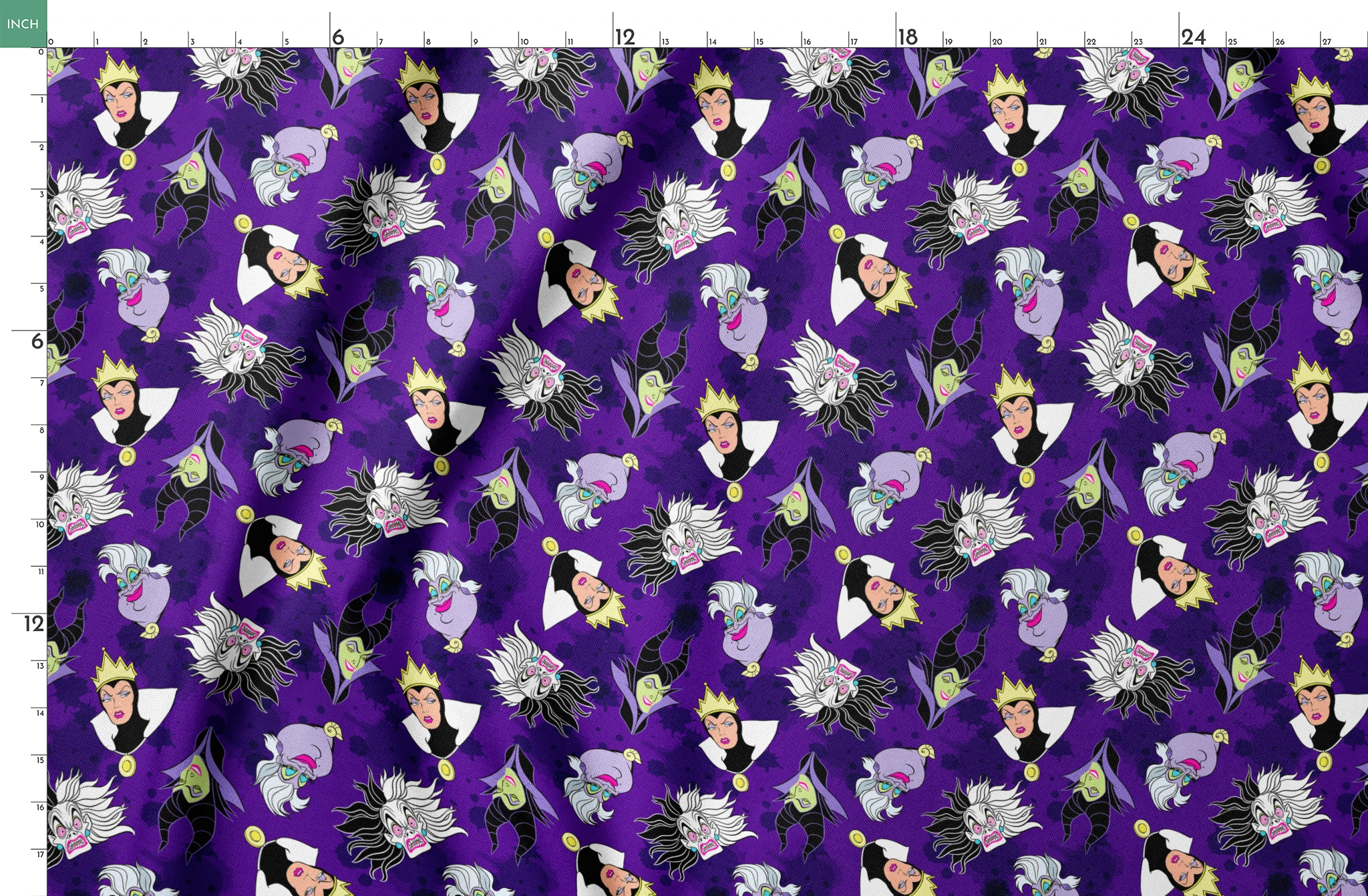 Disney villain pattern on purple background springs fatquarter mockup