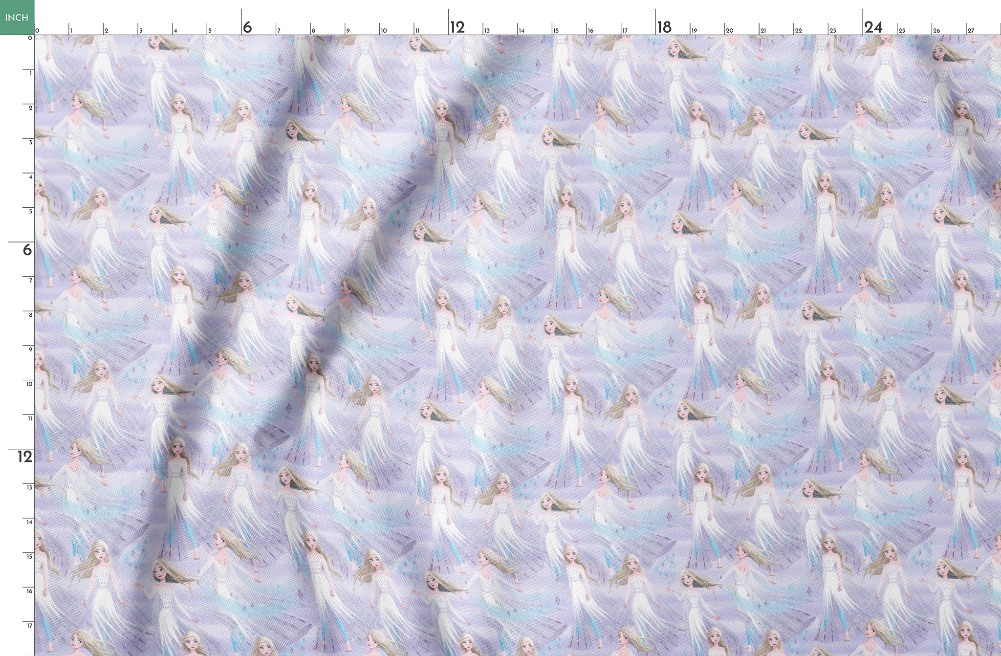 Frozen's Elsa against a dreamy purple-blue background springs fatquarter mockup