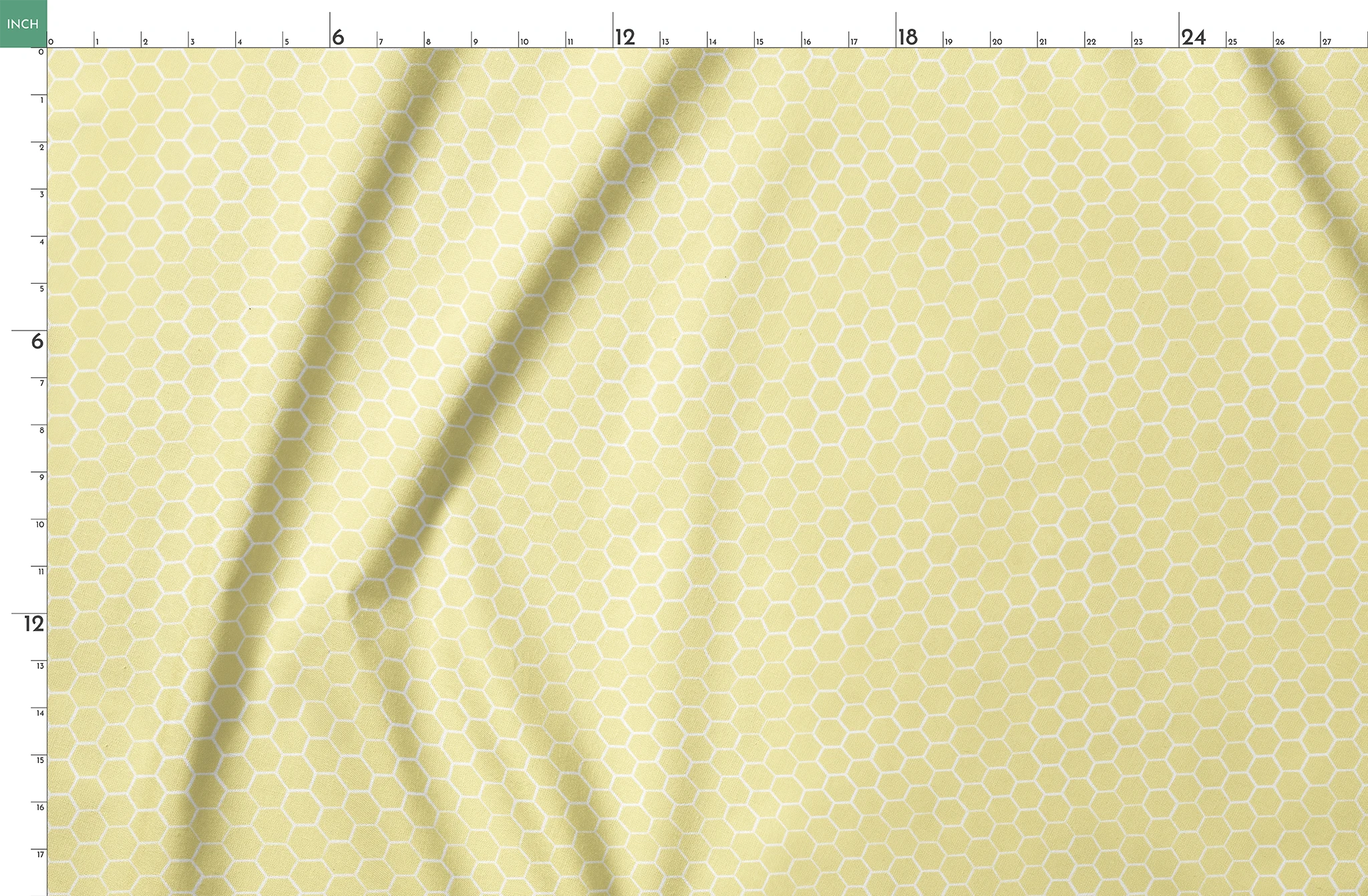 Yellow and white honeycomb pattern fabric designed by Nicole Tamarin with a soft geometric style perfect for bright, cheerful projects. springs fatquarter mockup