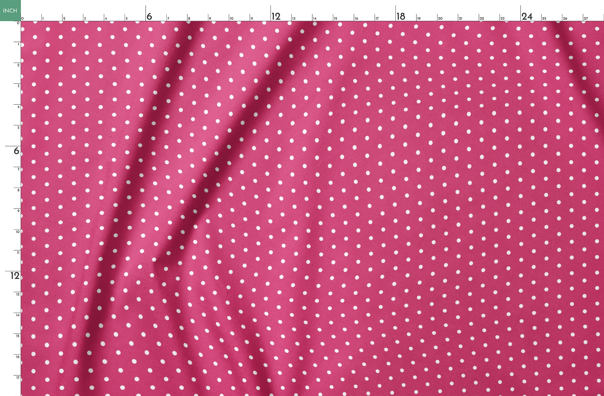 Two white circular dots on a solid magenta pink background springs fatquarter mockup