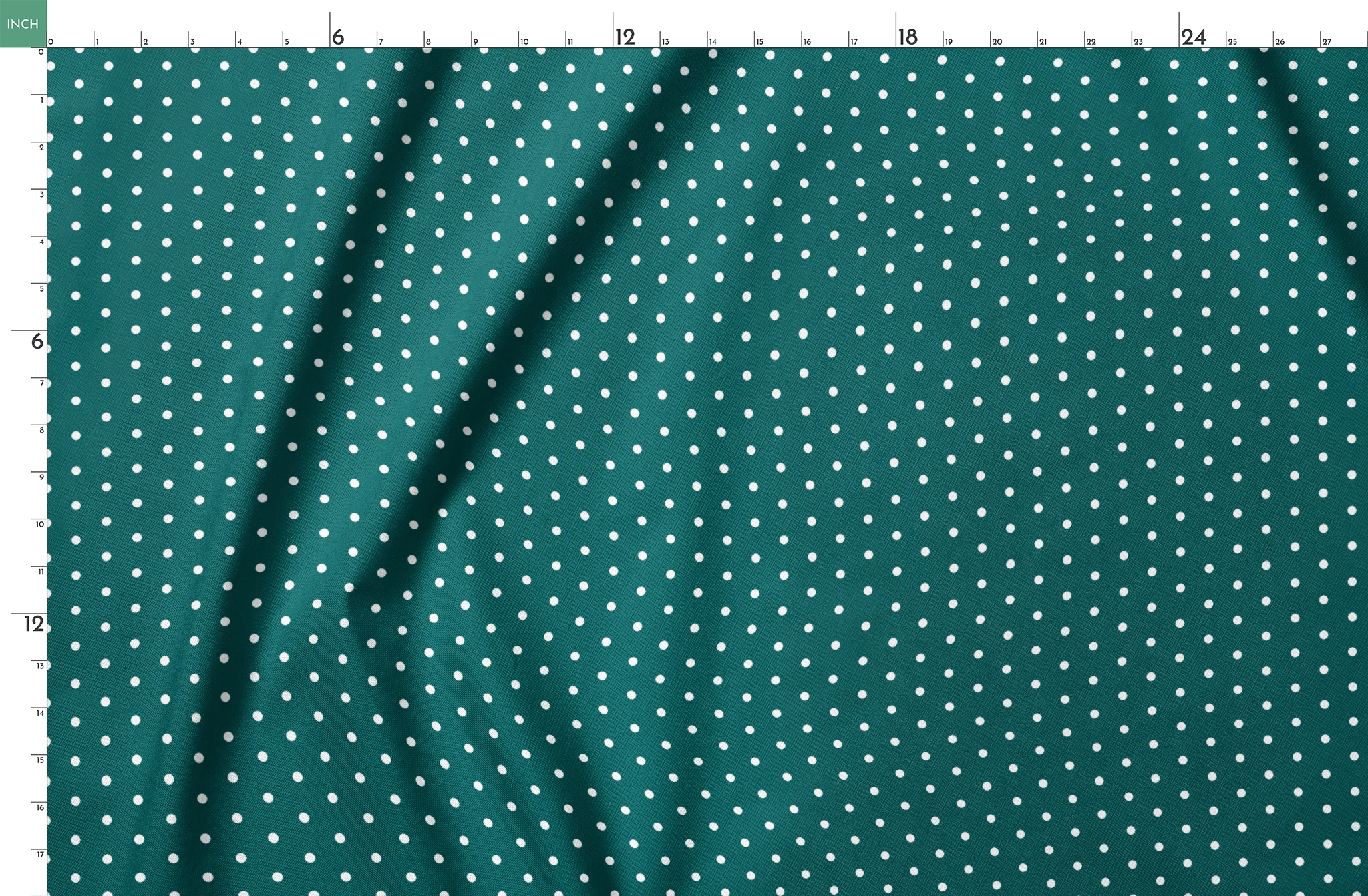 White circles on a dark teal background springs fatquarter mockup