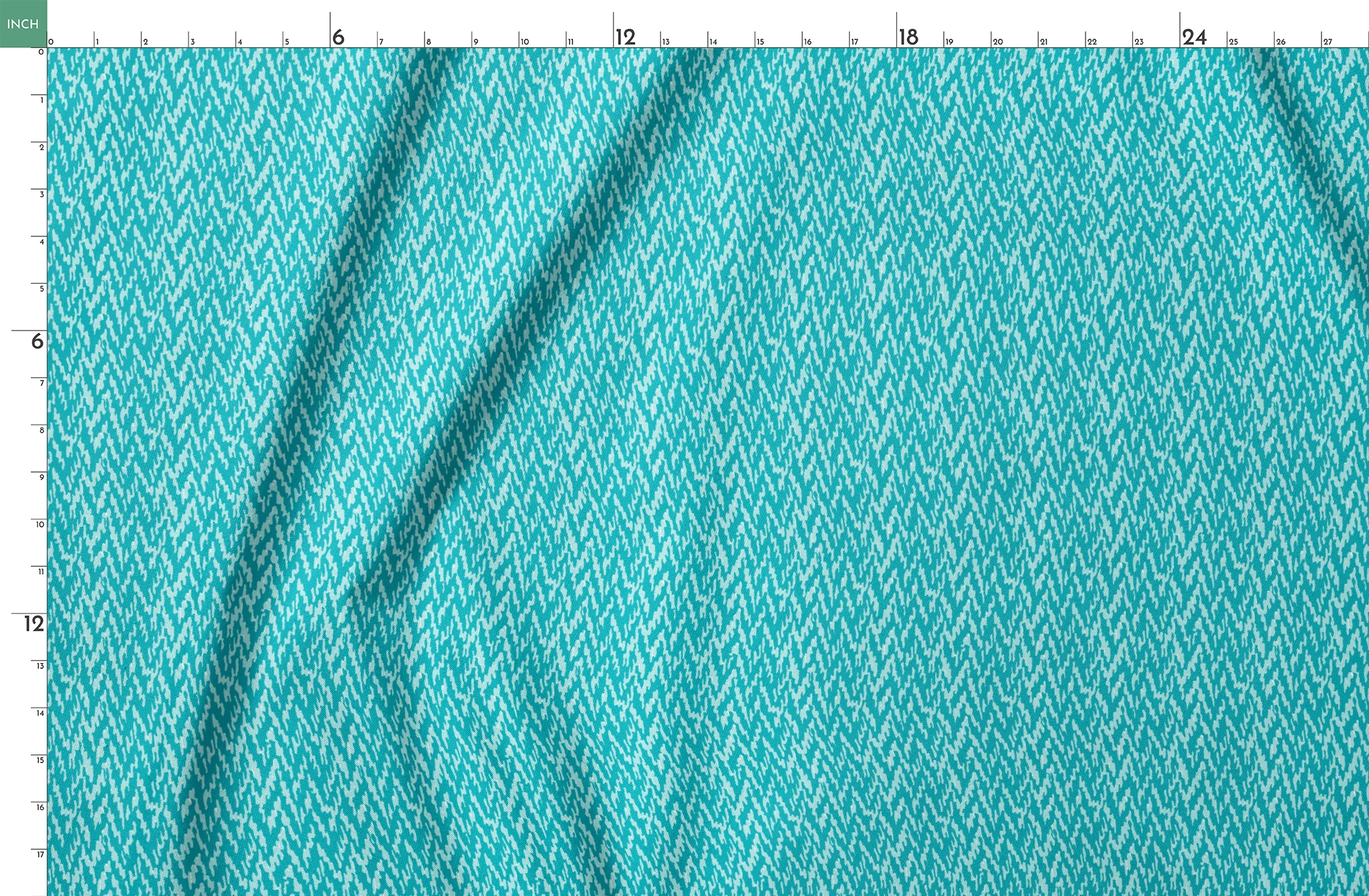 Turquoise and light blue abstract pattern with irregular vertical brush-like streaks springs fatquarter mockup