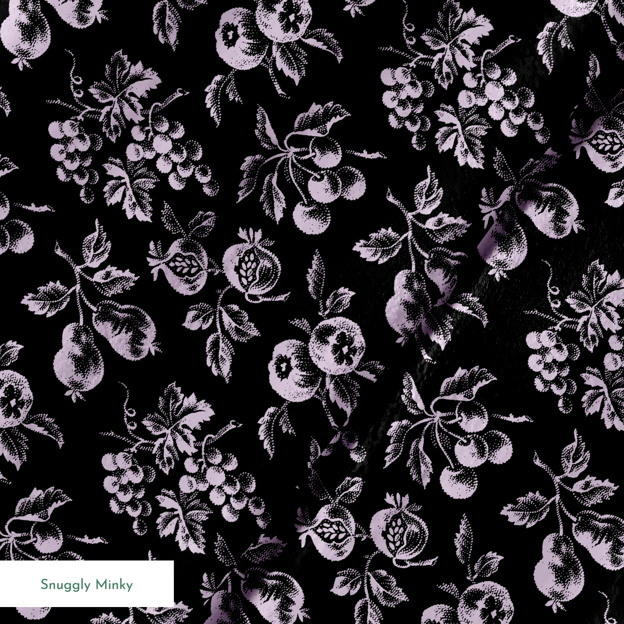 Elegant monochrome floral pattern with delicate white flowers scattered on a black background springs minky texture