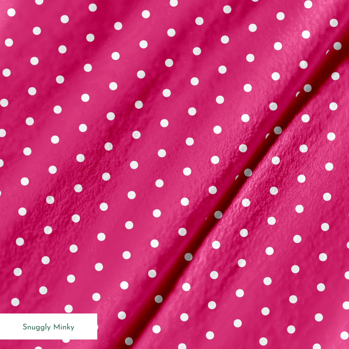 Two white circular dots on a solid magenta pink background springs minky texture