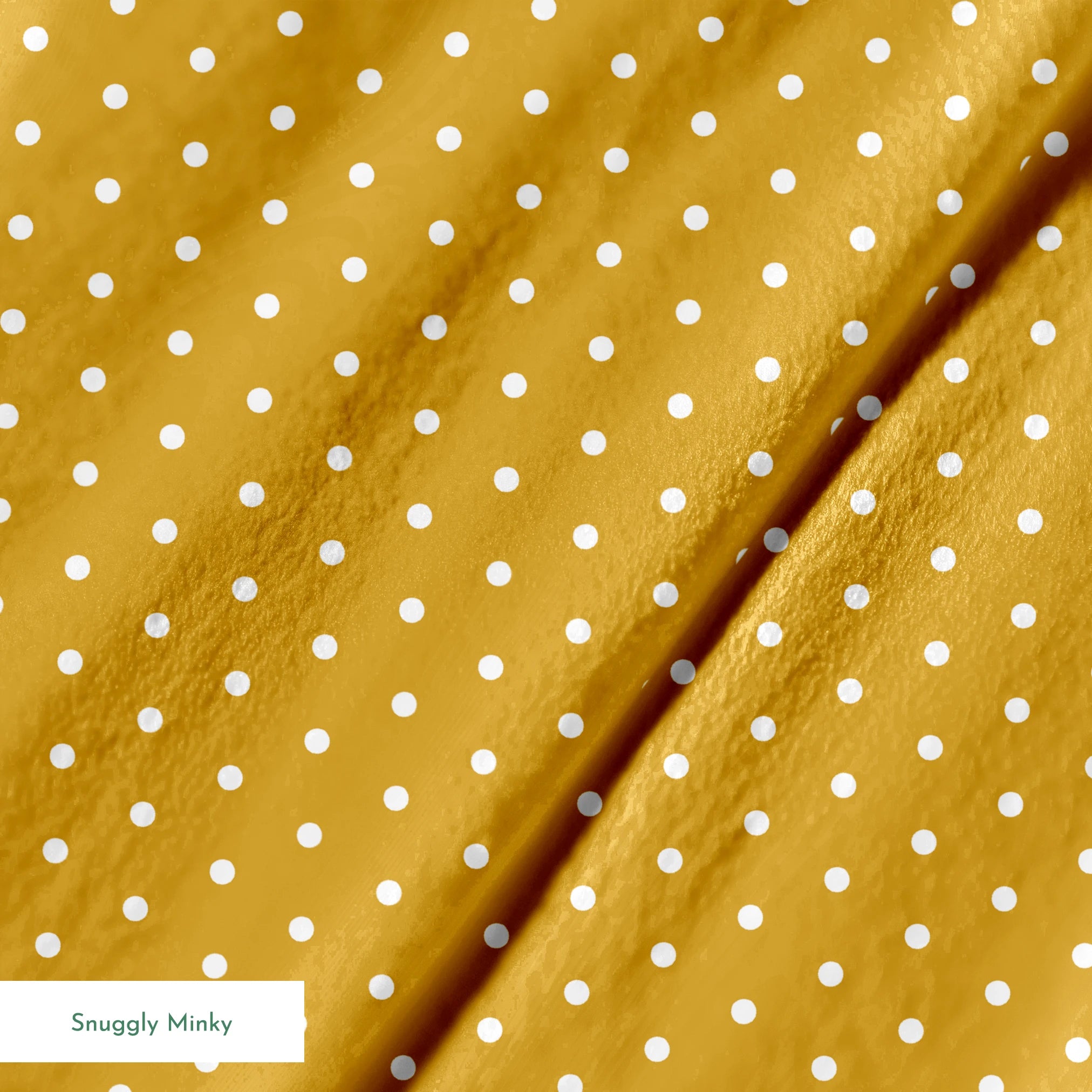 White circles on a golden yellow background springs minky texture