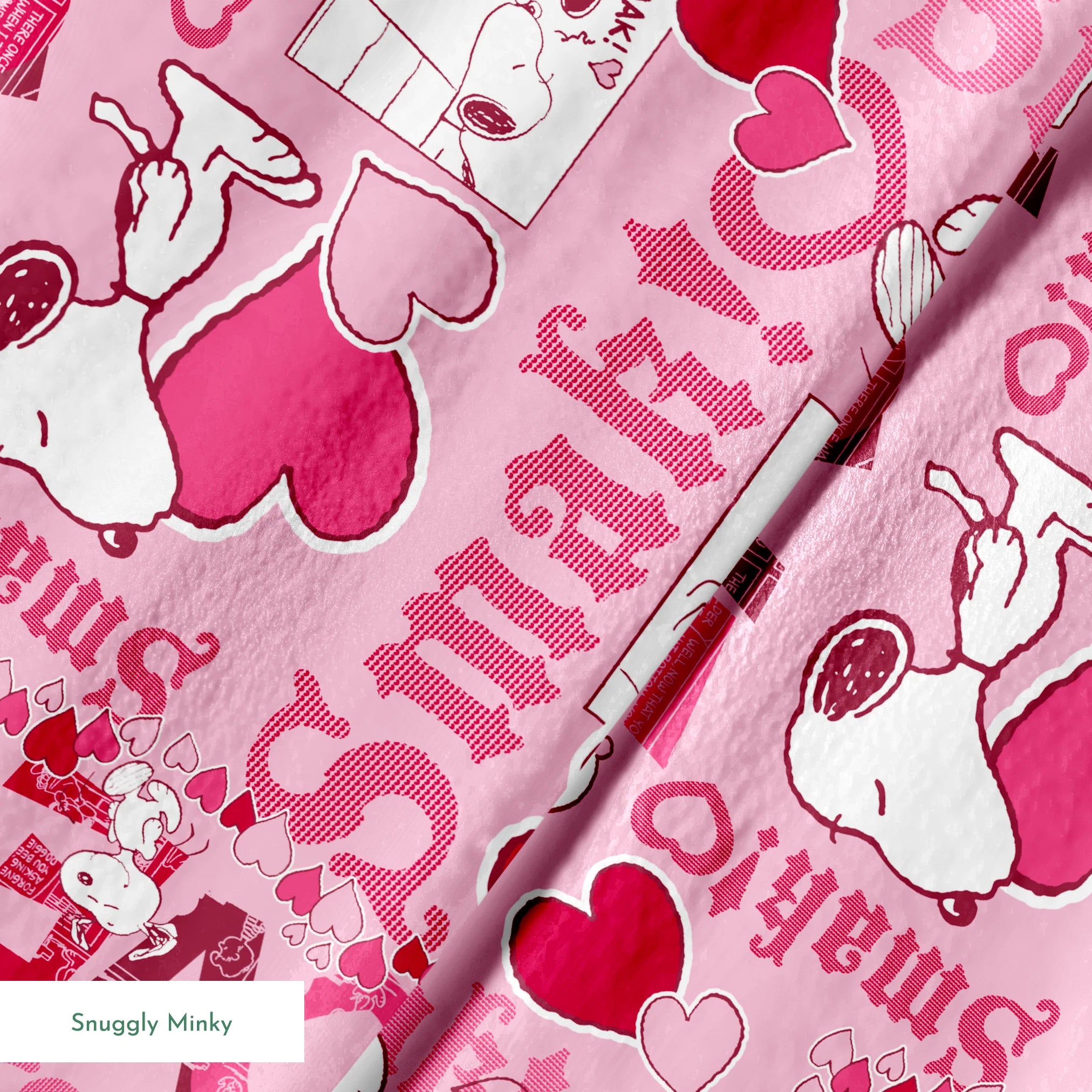 Peanuts Snoopy Love Pink Fabric