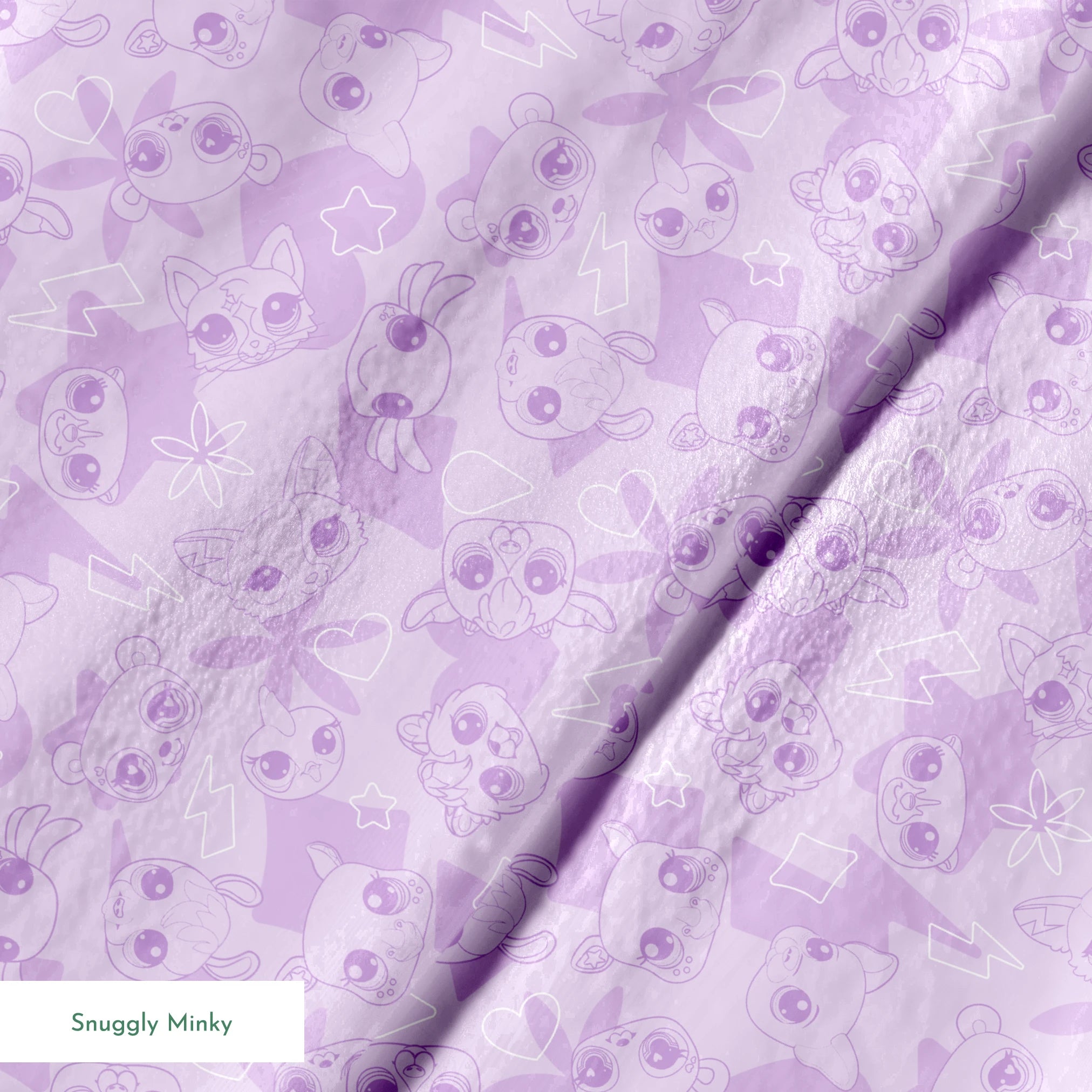 Hasbro Littliest Pet Shop Pet Outlines on Purple Fabric