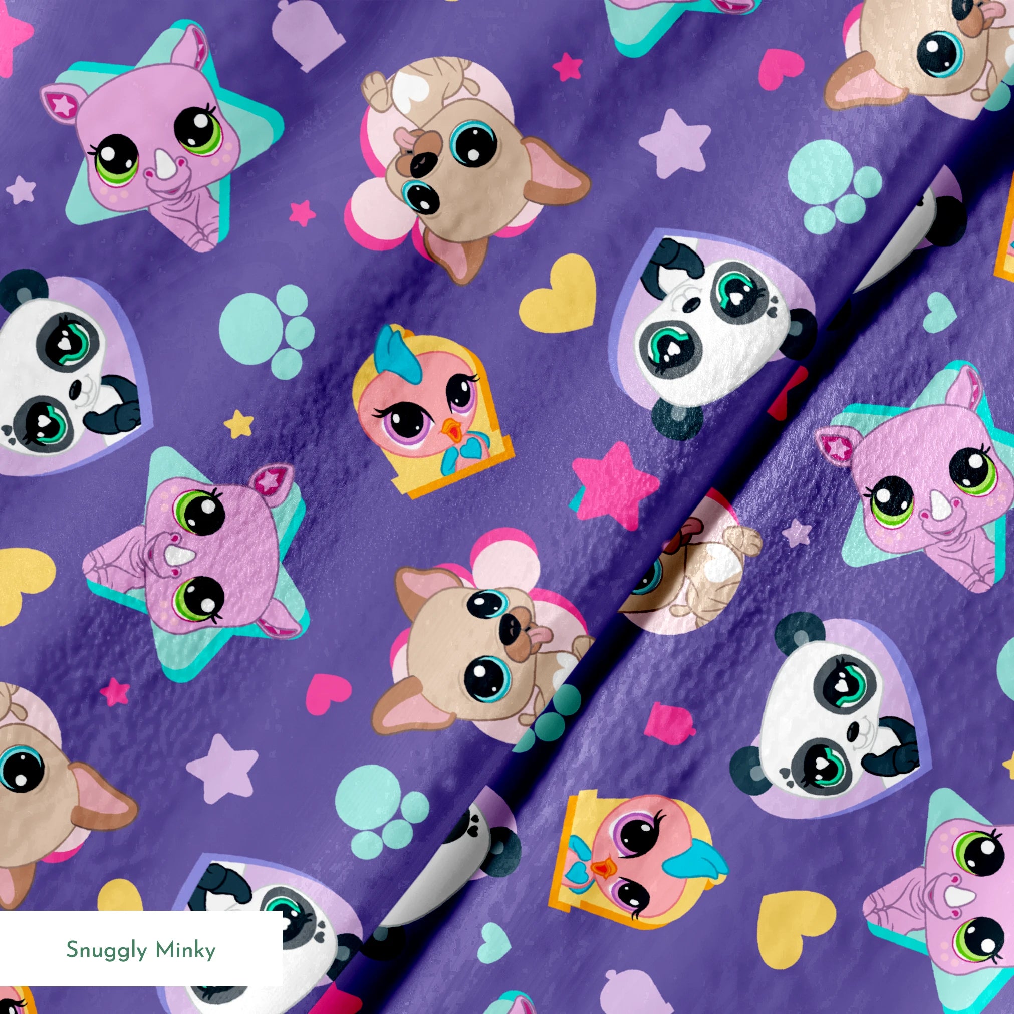 Hasbro Littliest Pet Shop Pet Friends on Purple Fabric