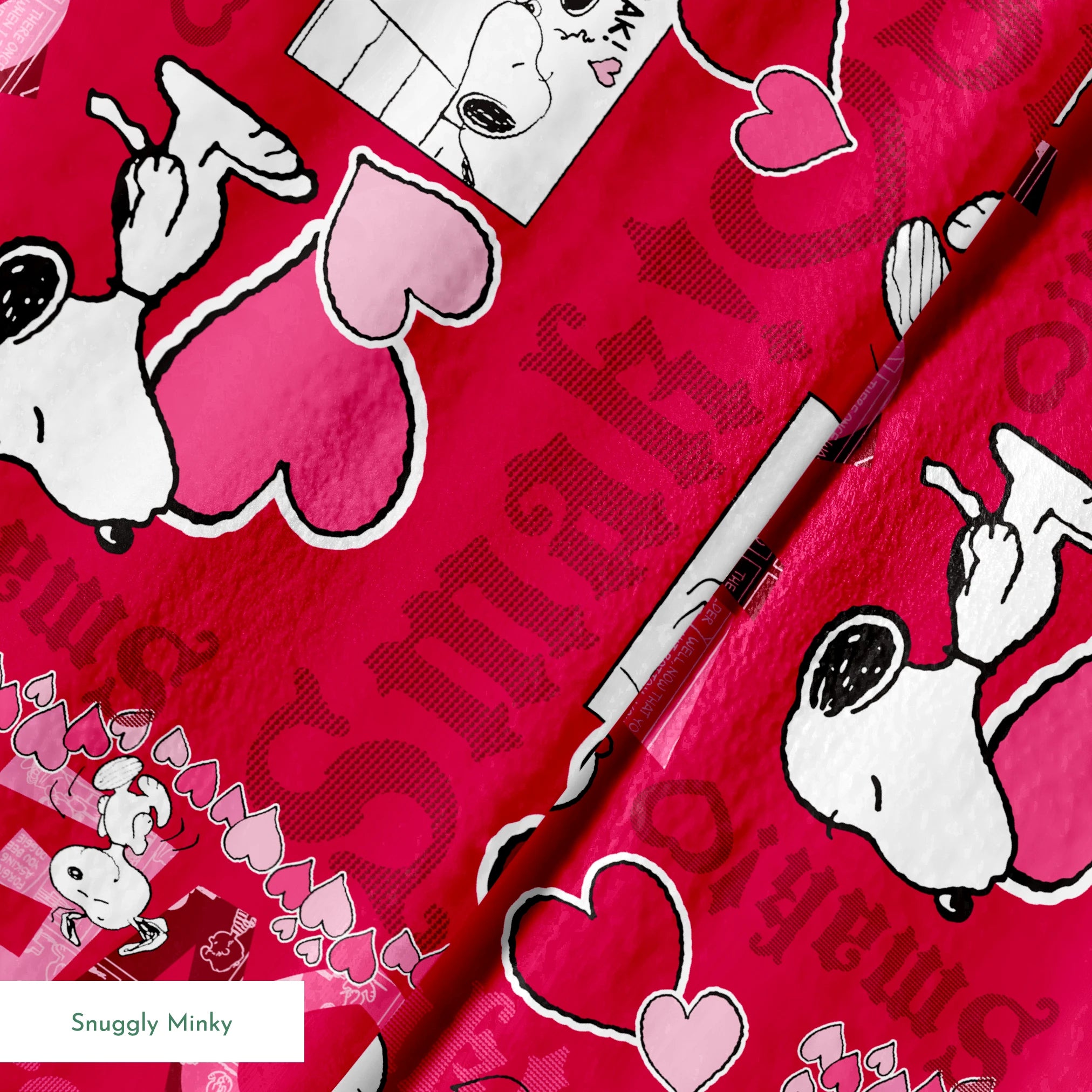 Peanuts Snoopy Love Red Fabric