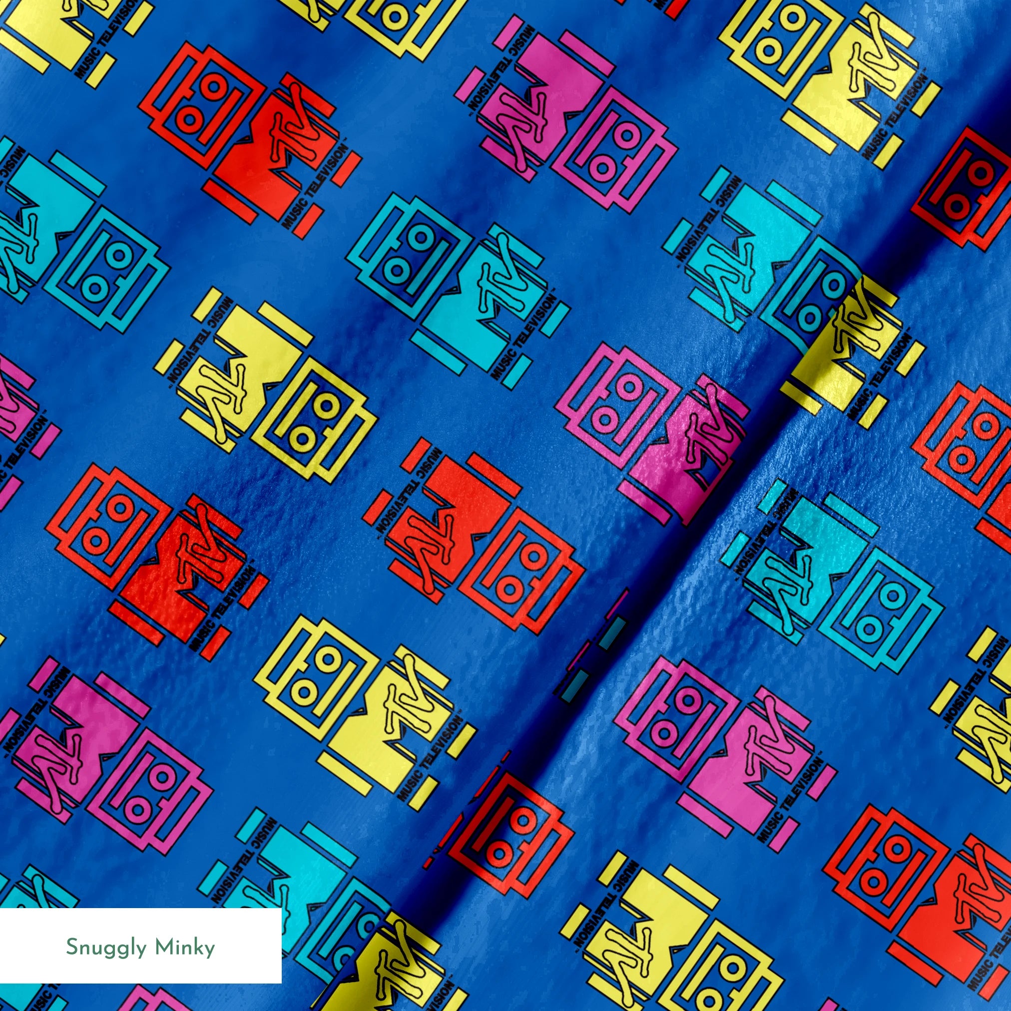 Paramount MTV  Logo Robots on Blue Fabric